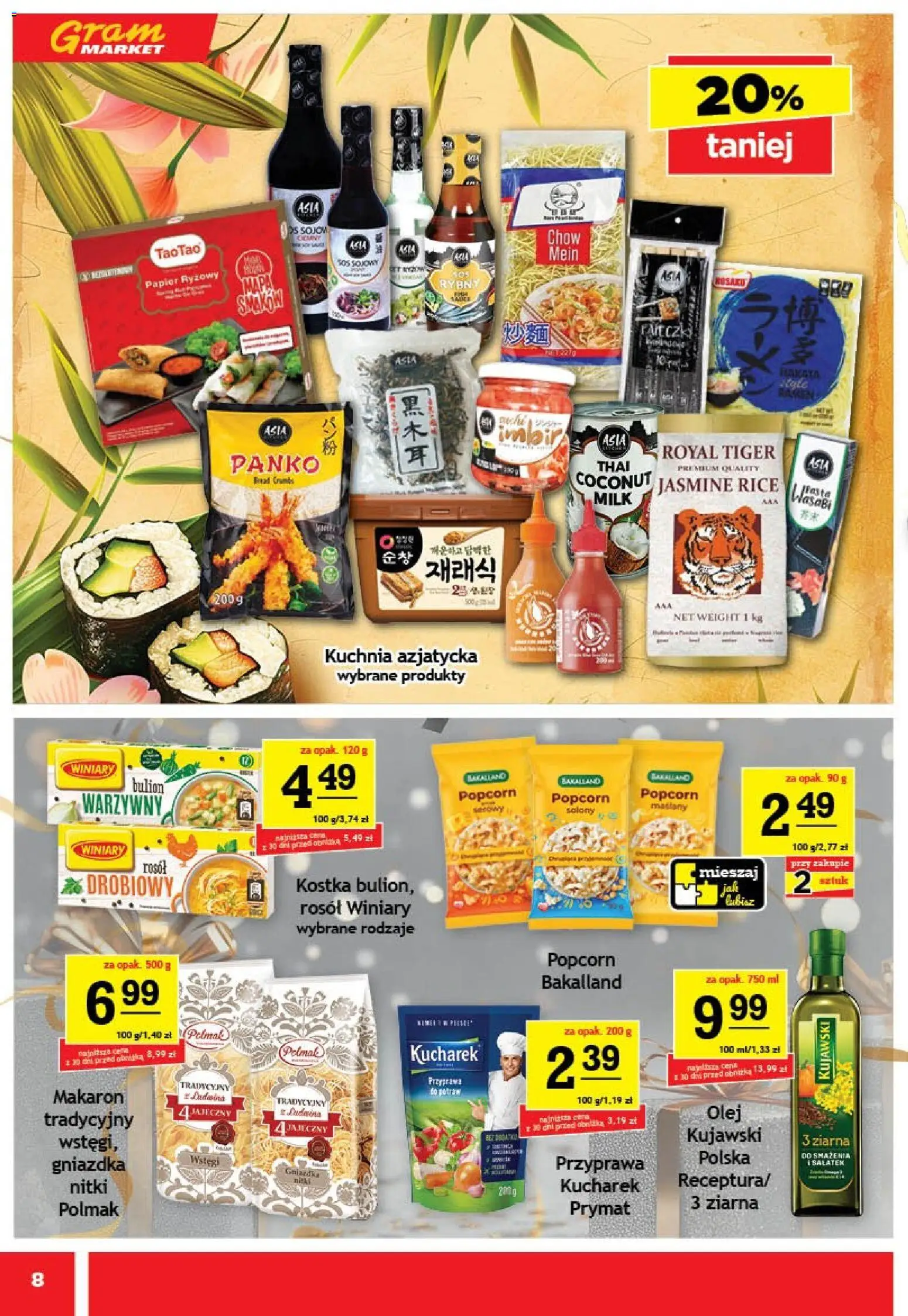 Gram Market Gazetka od 29.12.2025 | Strona: 8 | Produkty: Papier ryżowy, Olej, Popcorn, Makaron
