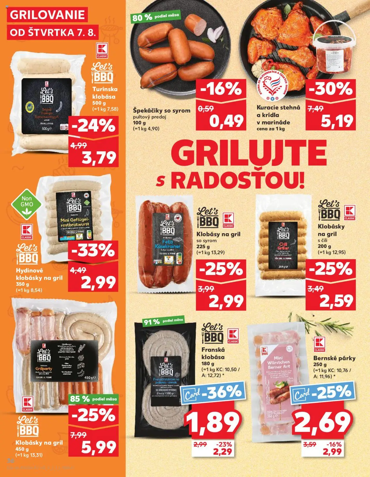 Kaufland SK akciós ujság - amely érvényes a következő dátumtól: 07.08.2025 | Oldal: 36 | Termékek: Grill, Só