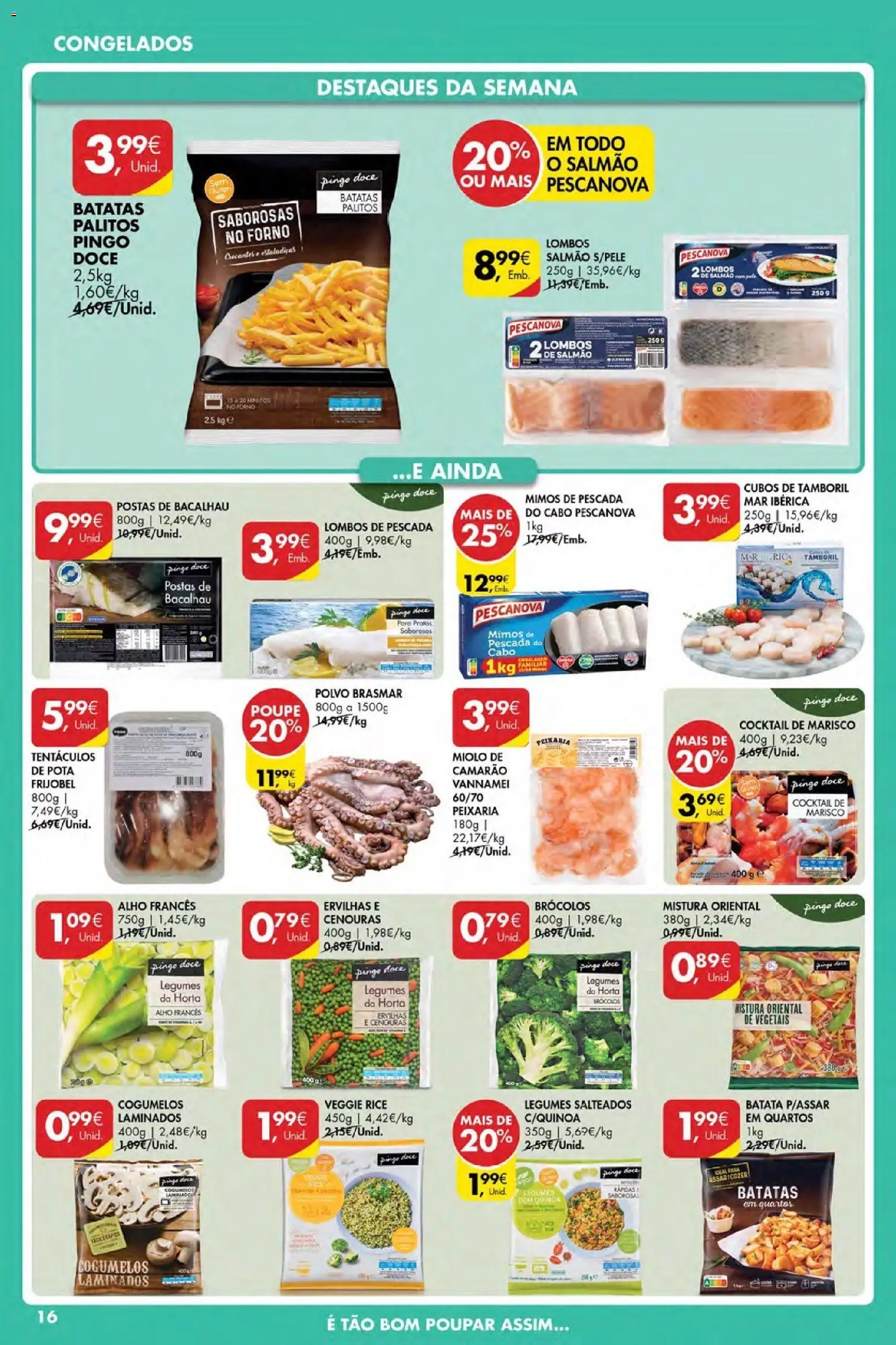 Pingo Doce Poupe Esta Semana Açores │ válido de 12.03.2026 | Página: 16 | Produtos: Brócolos, Forno, Quinoa, Pescada do cabo