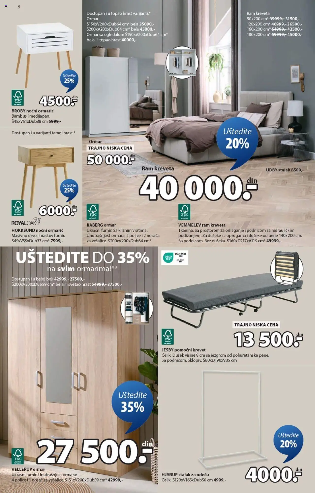 Jysk katalog - važi od 08.10.2025 | Strana: 6 | Proizvode: Krevet, Dušek, Noćni ormarić, Ormar