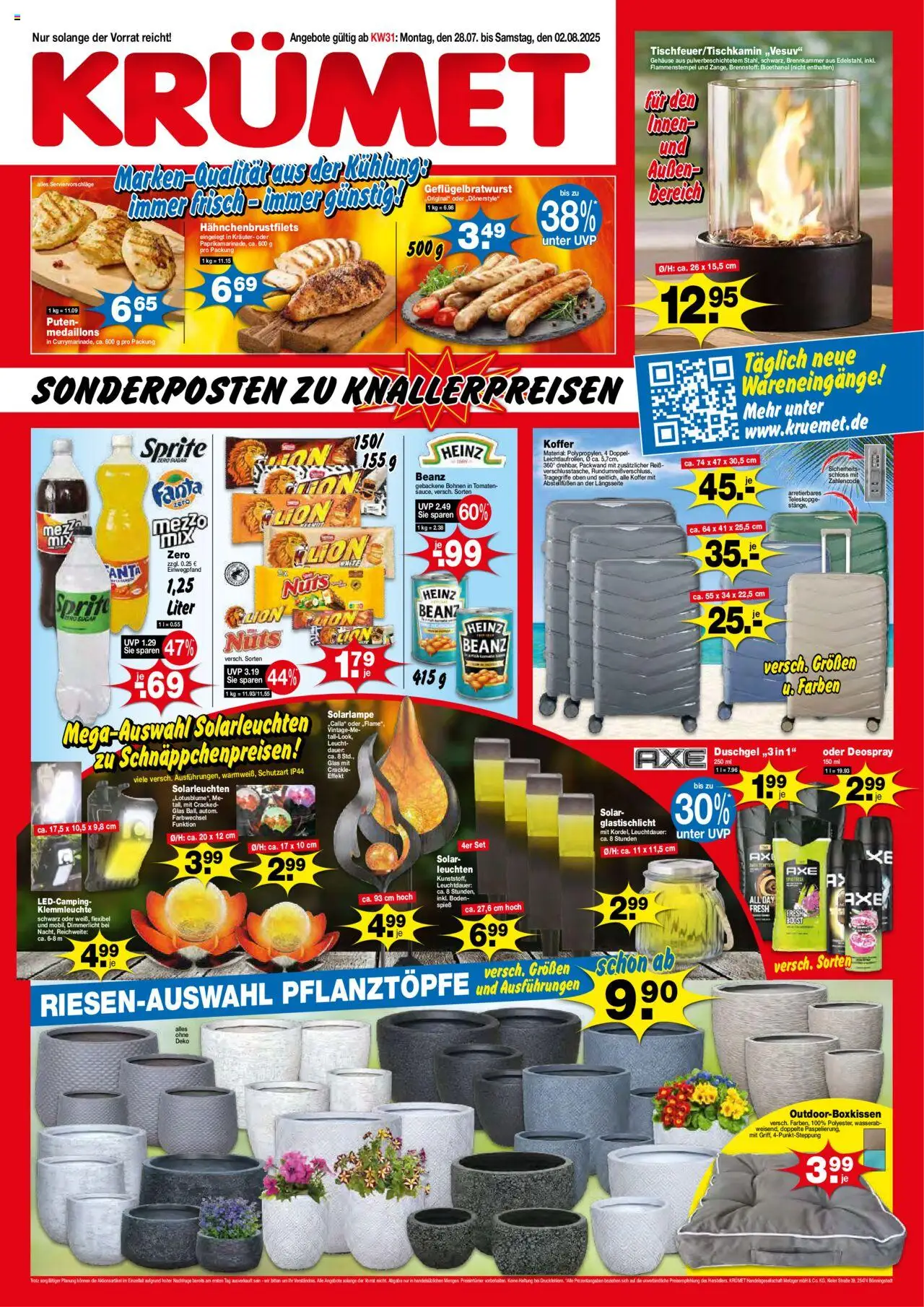 KRÜMET Prospekt - gültig ab dem 28.07.2025 | Seite: 1 | Produkte: Tomaten, Duschgel, Deospray, Koffer