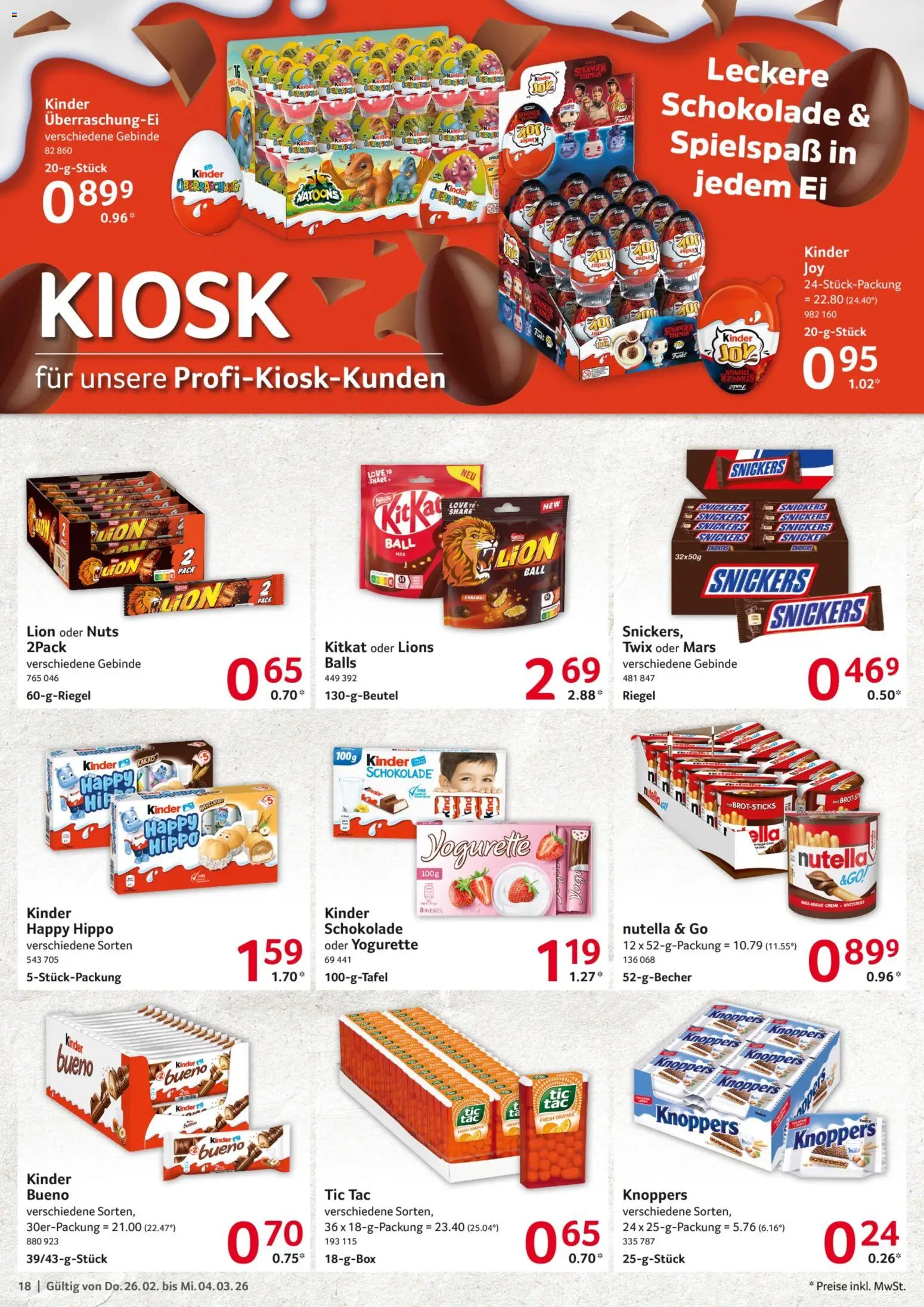 Selgros Prospekt 	 – gültig ab 26.02.2026 | Seite: 18 | Produkte: Kinder bueno, Snickers, Mars, Twix
