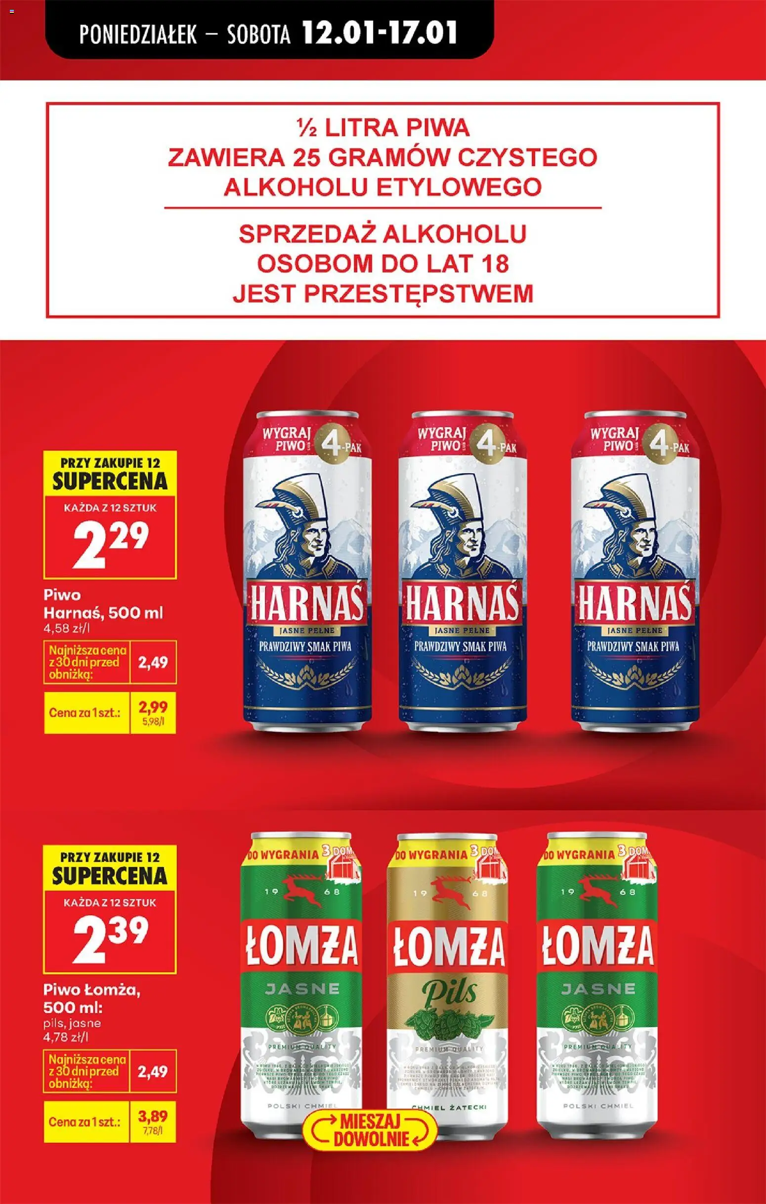 Biedronka gazetka od 12.01.2026 | Strona: 19 | Produkty: Harnaś, Piwo