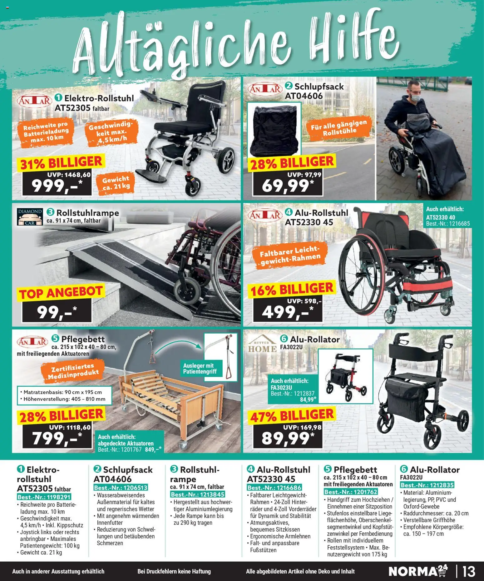 Norma Bestellmagazin November 2025 – gültig ab 01.11.2025 | Seite: 13 | Produkte: Top, Gewicht, Liege, Batterie
