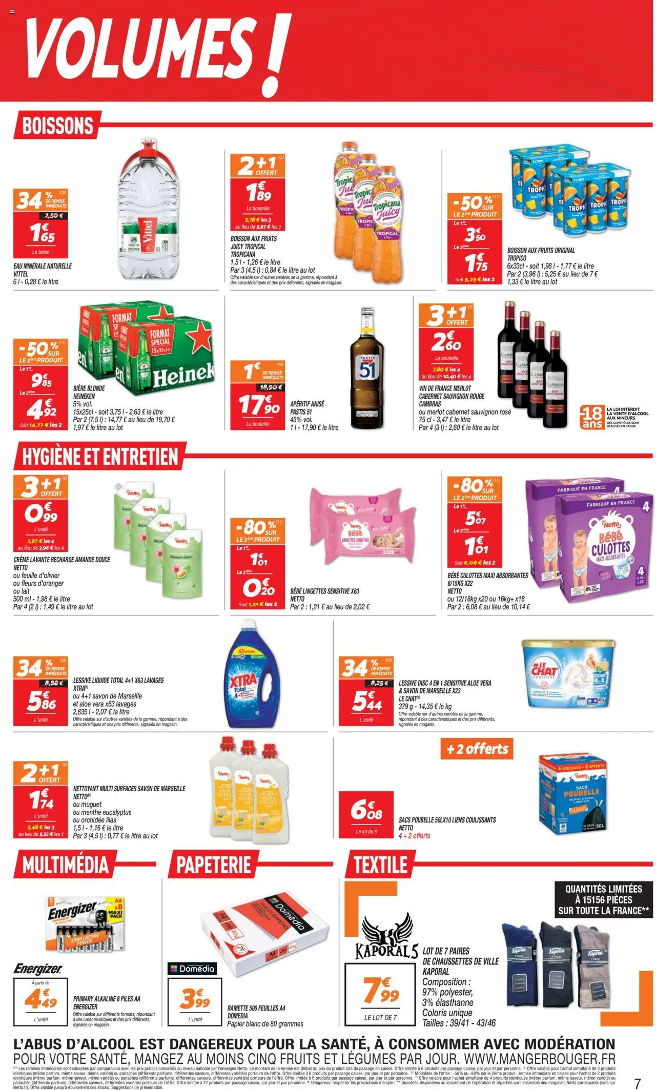  | Page: 7 | Produits: Eau minérale, Vittel, Heineken, Piles