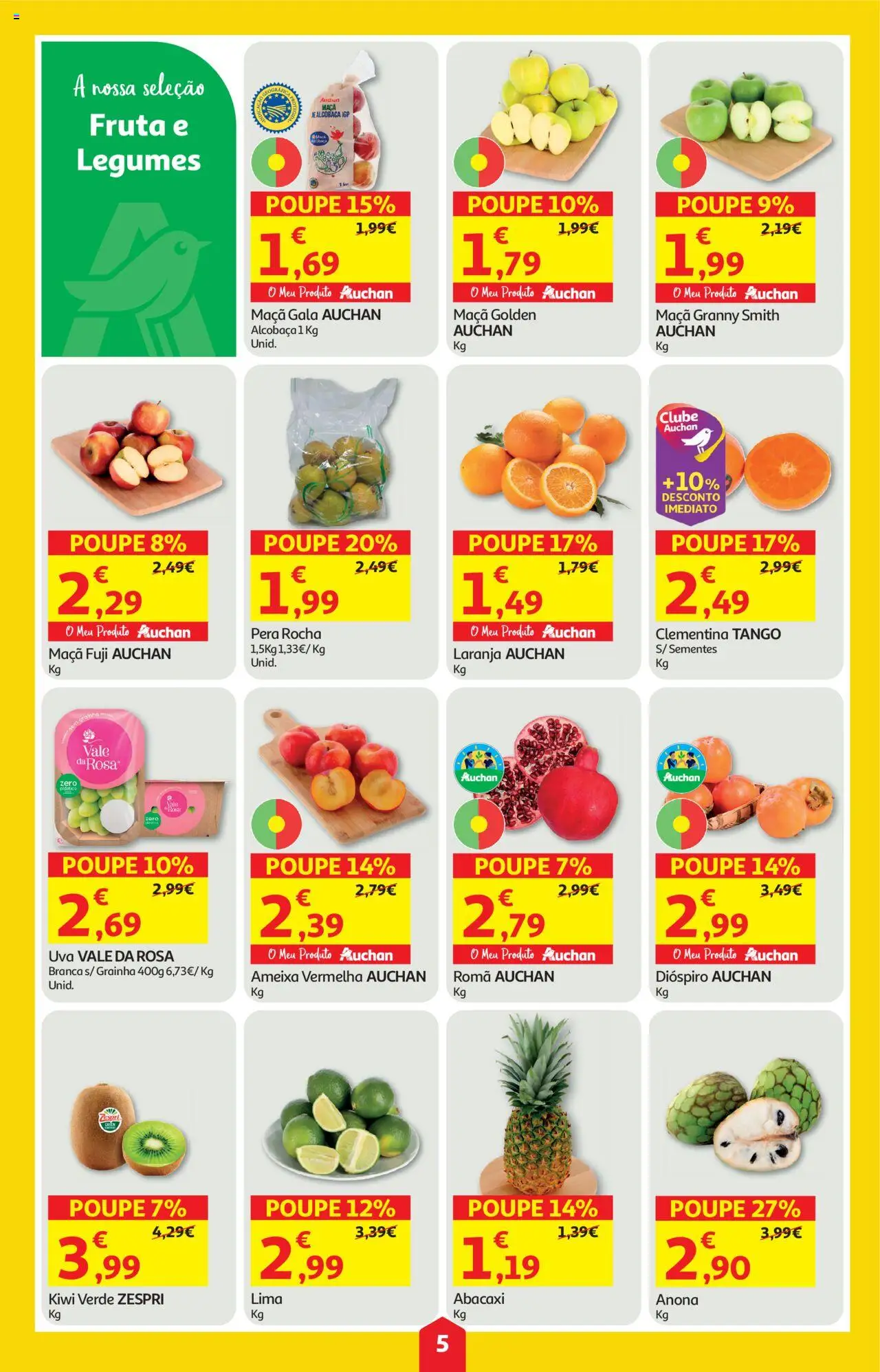 Auchan folheto │ válido de 16.10.2025 | Página: 5 | Produtos: Maça, Abacaxi, Kiwi