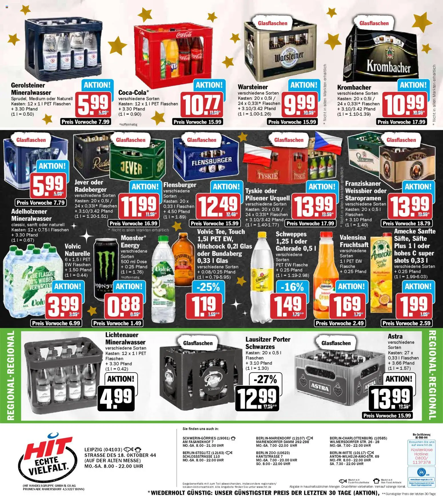 HIT Prospekt Sachsen 	 – gültig ab 15.12.2025 | Seite: 23 | Produkte: Mineralwasser, Jever, Krombacher, Volvic