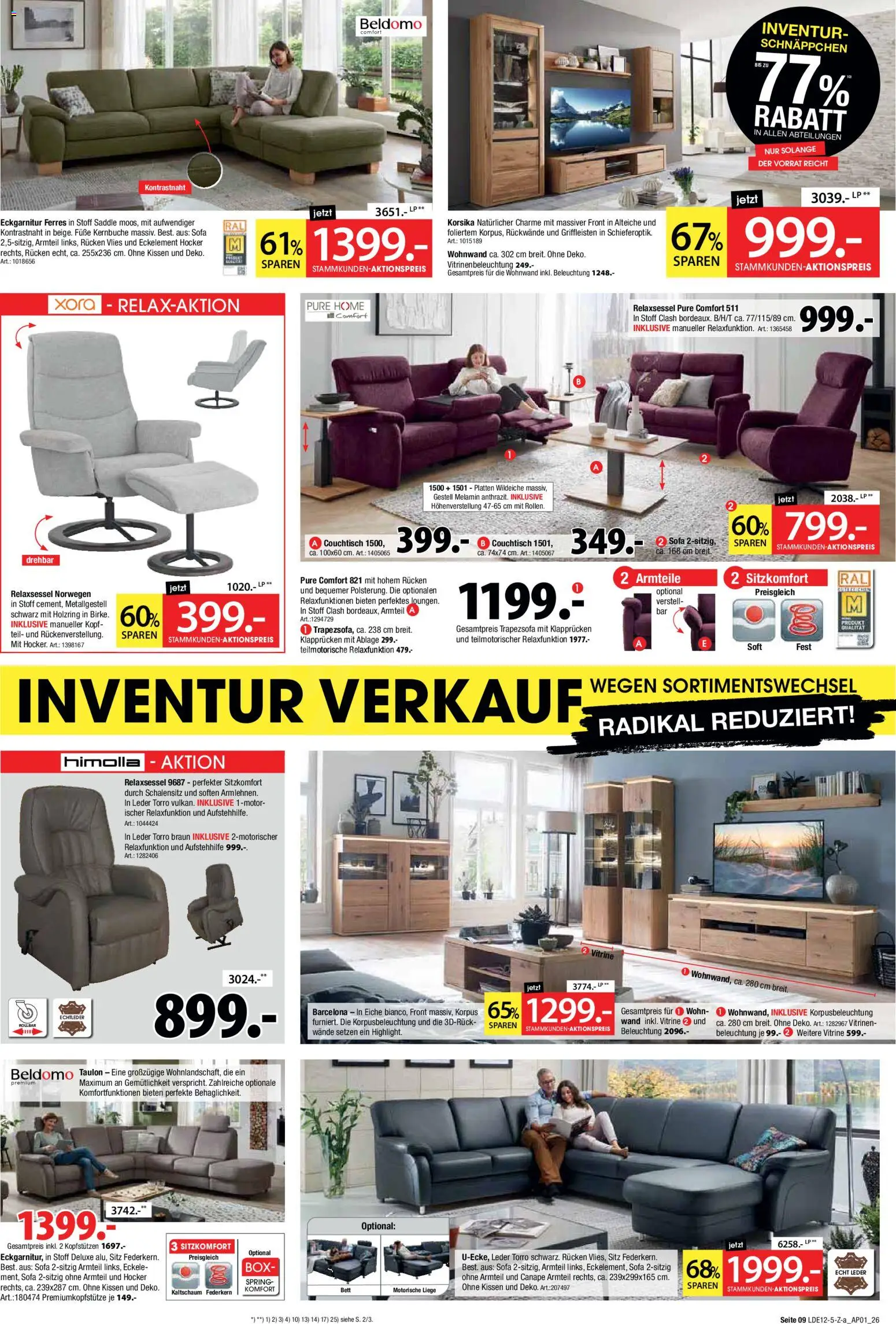 Zurbrüggen - Set One by Musterring Rabatt – gültig ab 16.12.2025 | Seite: 9 | Produkte: Relaxsessel, Wohnwand, Bett, Kissen
