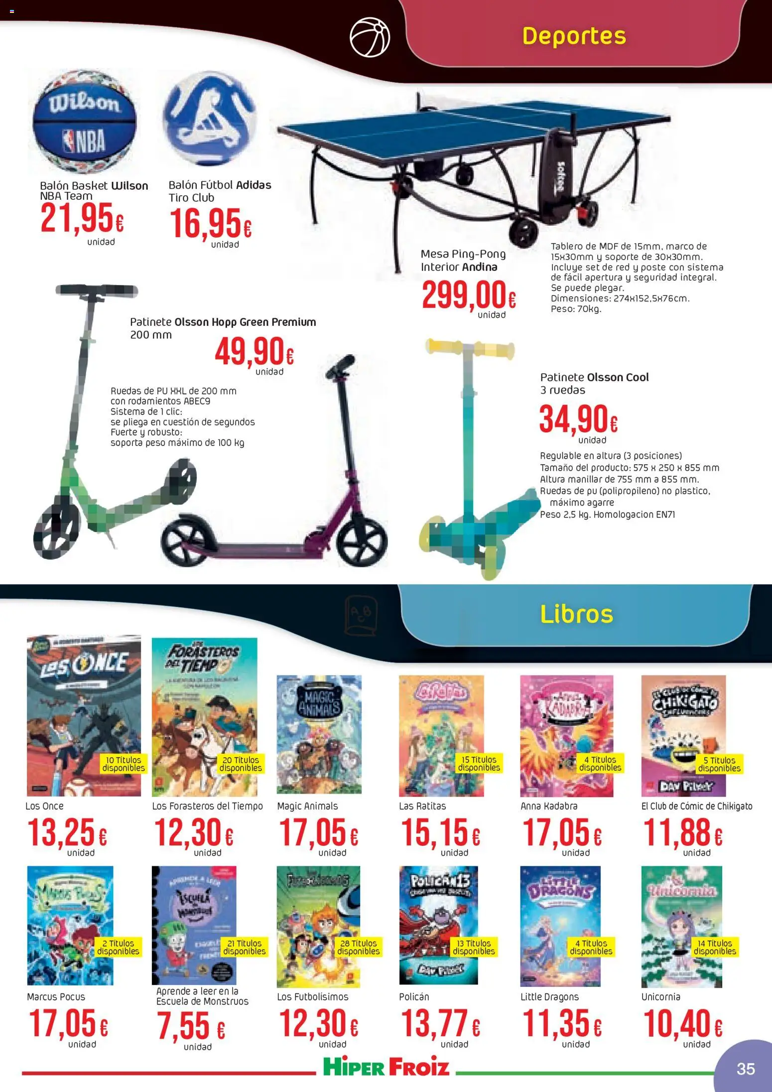 Froiz - Catálogo Juguetes │ válido desde el 21.11.2025 | Página: 35 | Productos: Patinete, Marco, Peso, Mesa