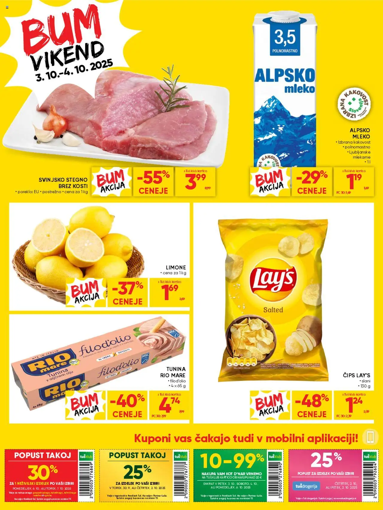 Novi Tuš katalog ponudbe – veljaven od 01.10.2025 | Stran: 16 | Izdelki: Mleko, Cips