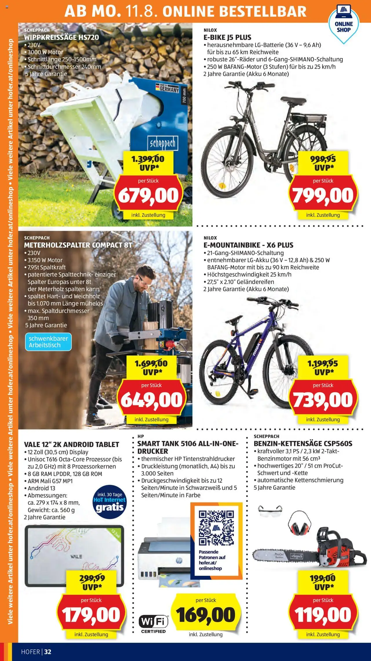 Hofer Flugblatt gültig ab 08.08.2025 | Seite: 36 | Produkte: Tablet, Drucker, Gewicht, Arbeitstisch