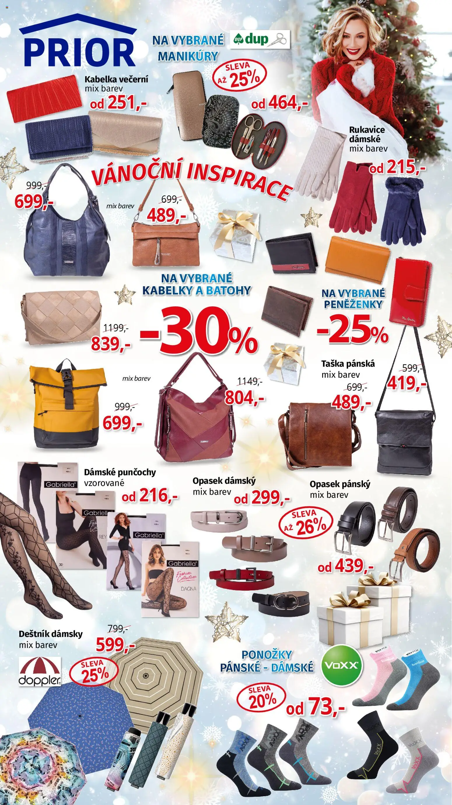 Prior - Akční Nabídka Obuvi od 04.12.2025 | Strana: 1 | Produkty: Ponožky, Kabelka, Rukavice, Kabelky
