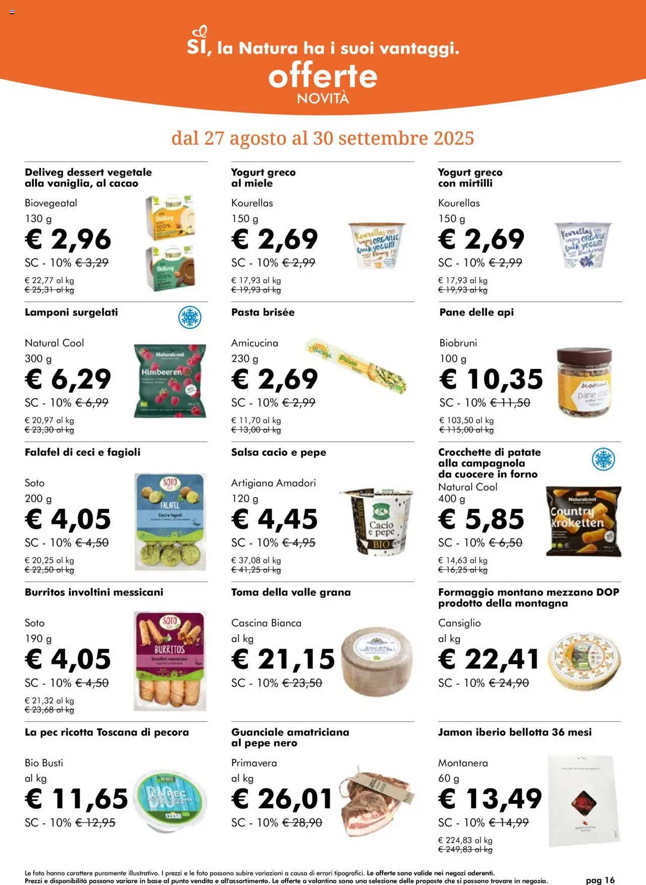 Volantino Natura Sì del 27.08.2025 | Pagina: 16 | Prodotti: Fagioli, Pepe, Falafel, Cacao