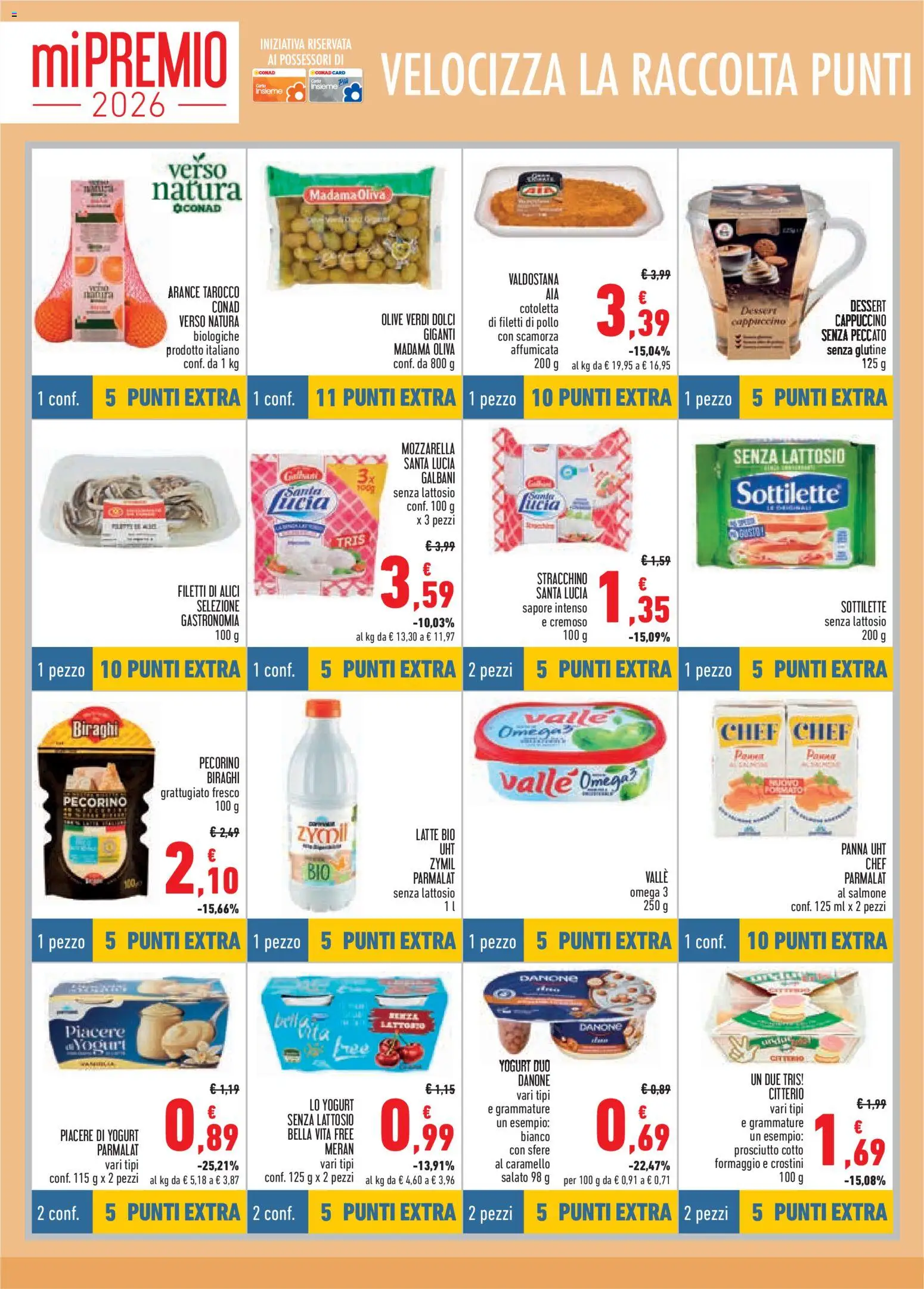 Volantino Conad del 29.01.2026 | Pagina: 4 | Prodotti: Mozzarella senza lattosio, Pollo, Formaggio, Pecorino