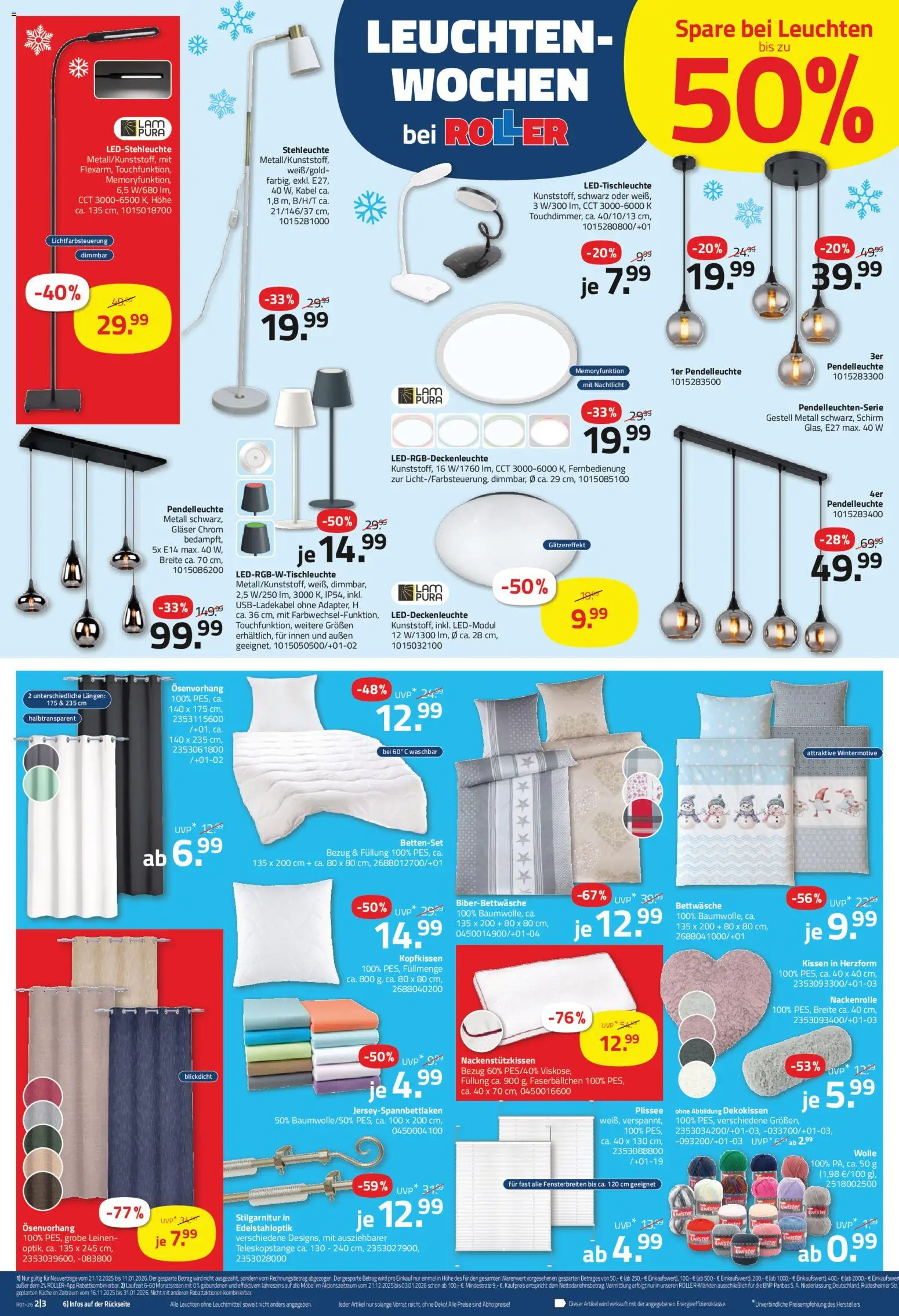 Roller Prospekt 	 – gültig ab 28.12.2025 | Seite: 2 | Produkte: Kabel, Kissen, Bettenset, Küche