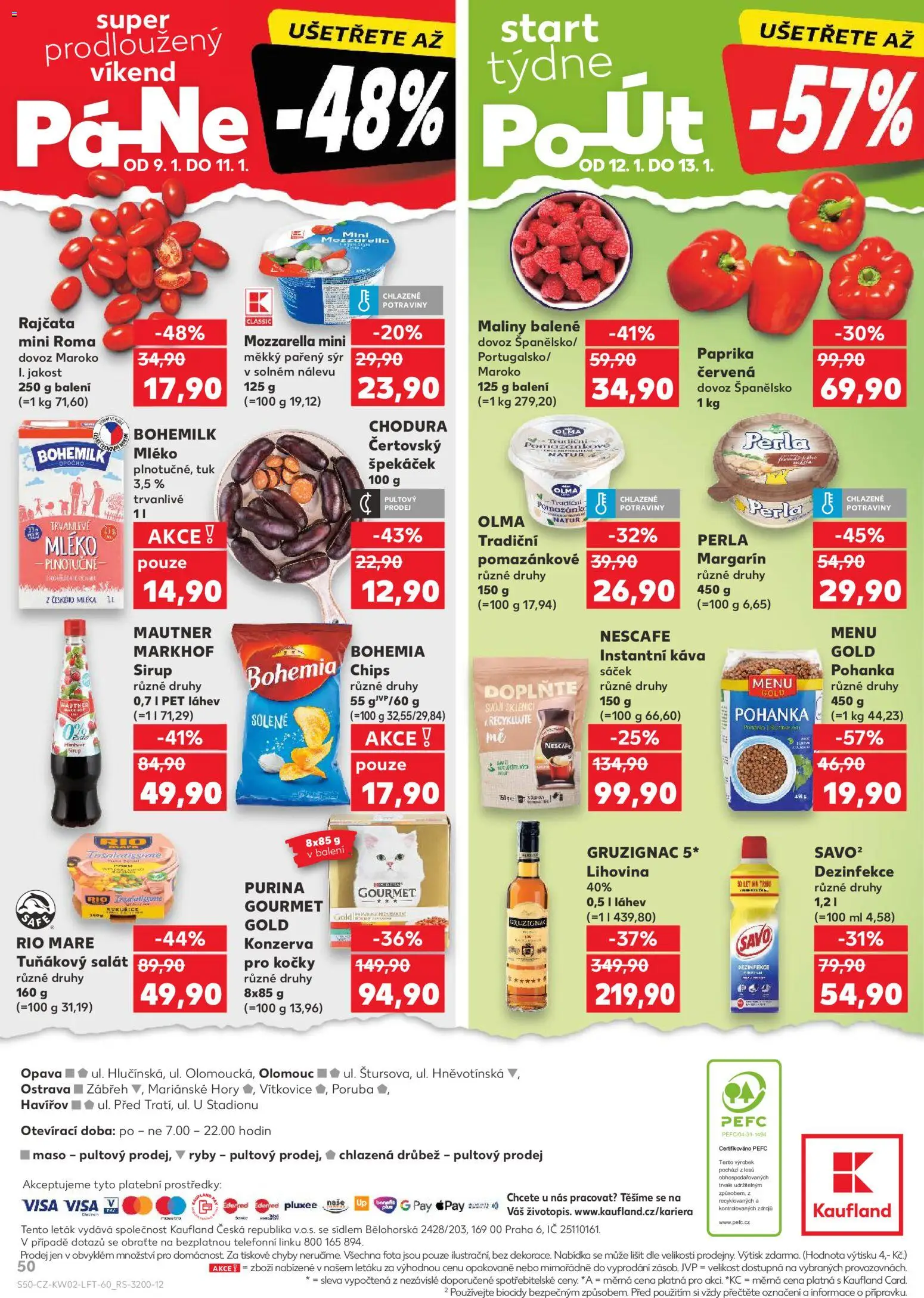 Kaufland leták - Ostrava od 07.01.2026 | Strana: 50 | Produkty: Rajčata, Paprika červená, Tuňákový salát, Konzerva pro kočky