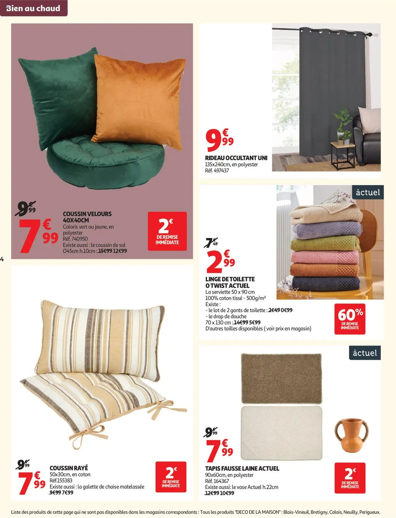 {H1} | Page: 4 | Produits: Coton, Douche, Galette de chaise, Rideau