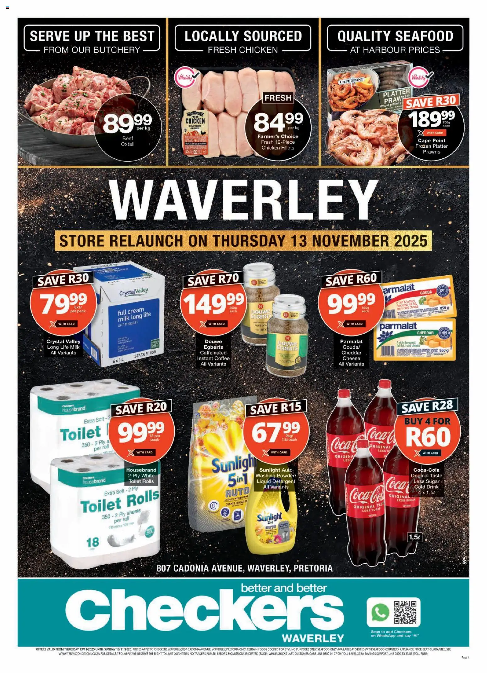 New Checkers catalogue – valid from 13.11.2025 | Page: 1 | Products: Milk, Coffee, Detergent, Sugar