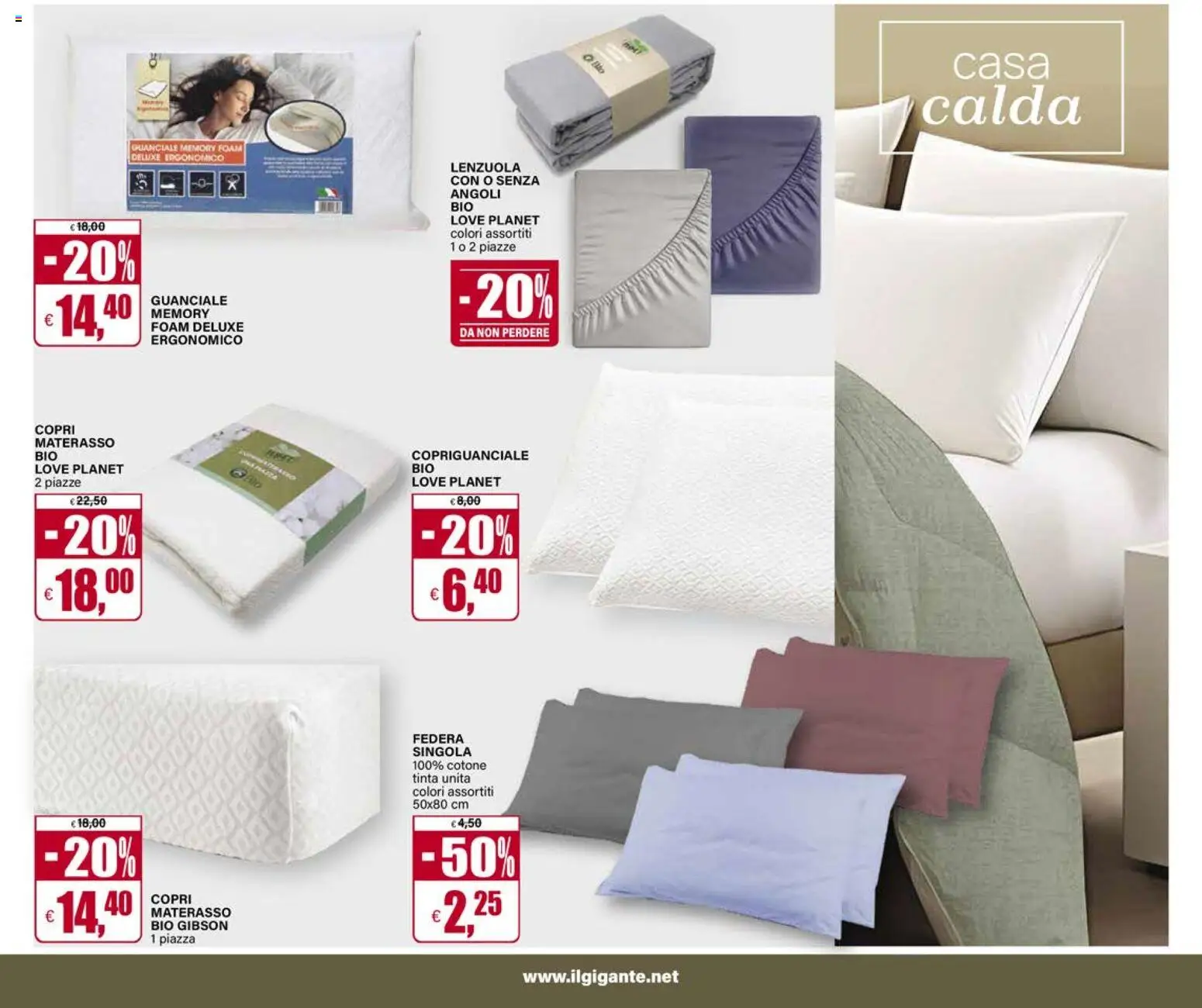 Volantino Il Gigante del 02.01.2026 | Pagina: 39 | Prodotti: Materasso, Federa, Lenzuola, Guanciale