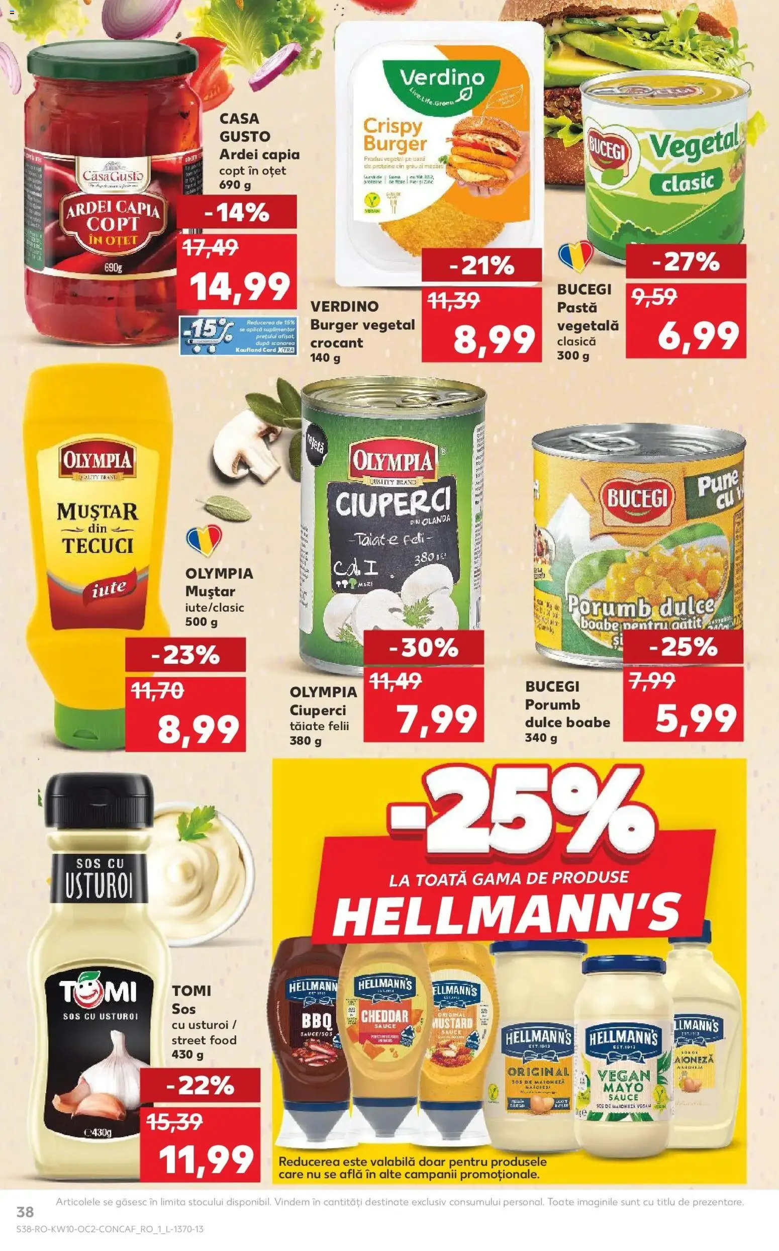 Noul catalog Kaufland – valabil de la 04.03.2026 | Pagină: 38 | Produse: Ciuperci, Ardei, Oțet, Burger