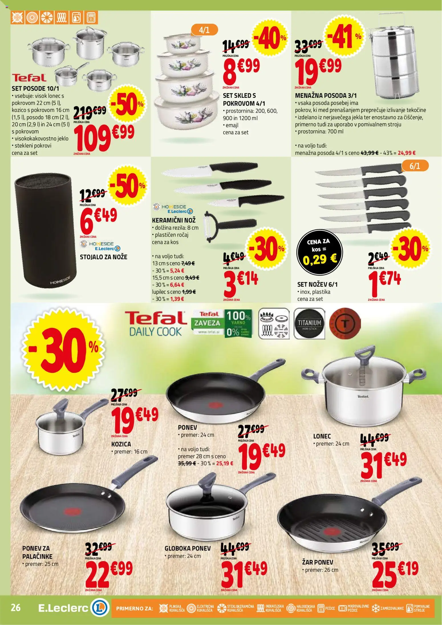 Novi E.leclerc katalog ponudbe – veljaven od 14.01.2026 | Stran: 26 | Izdelki: Nož, Zar, Kos, Palačinke