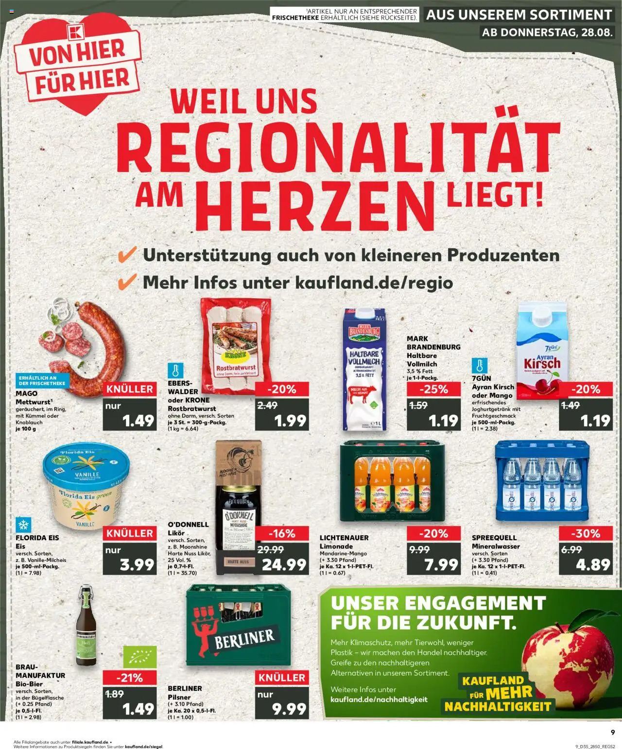 Kaufland prospekt Potsdam	 - gültig ab dem 28.08.2025 | Seite: 9 | Produkte: Berliner, Likör, Mineralwasser, Knoblauch