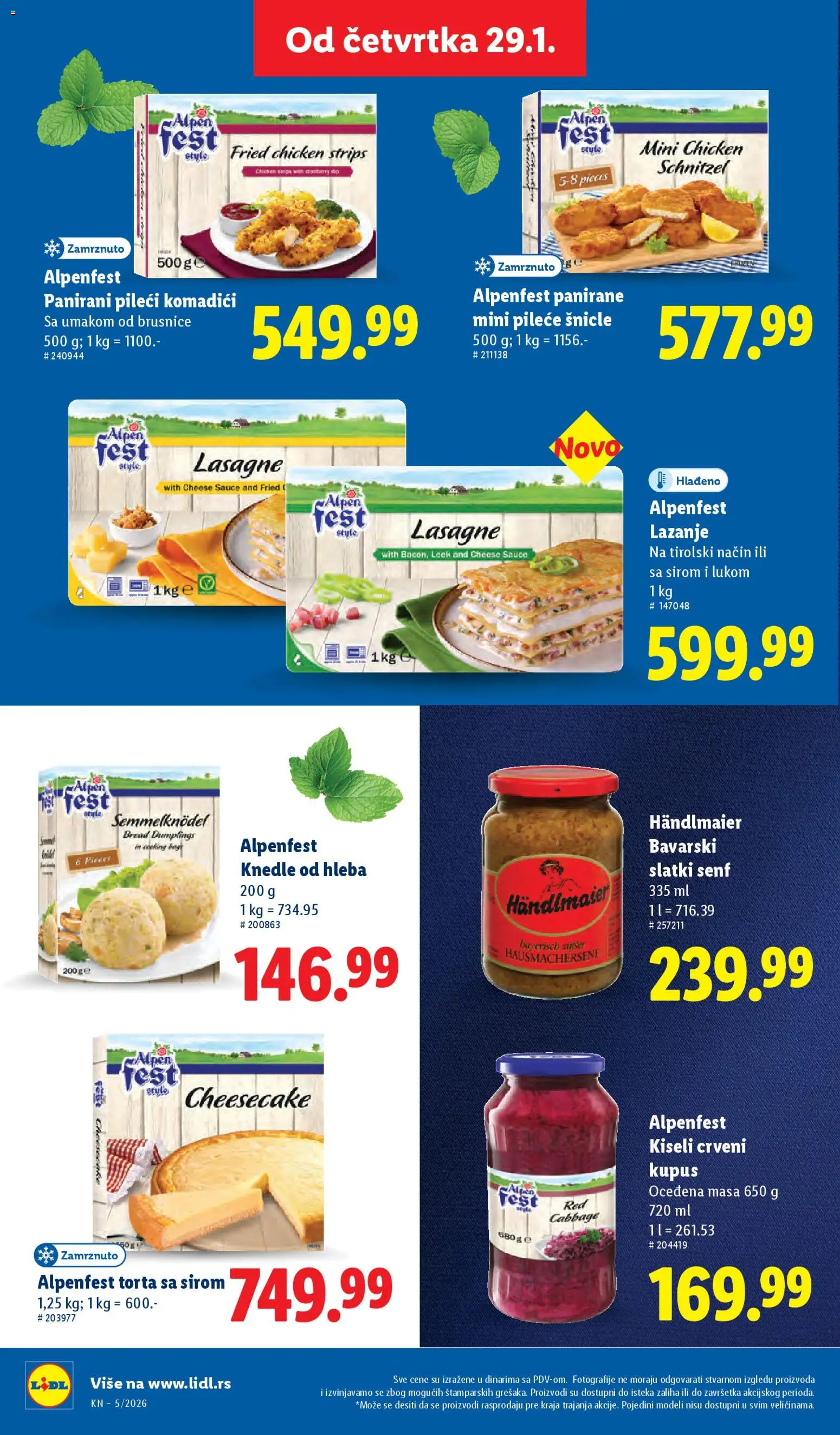 Lidl katalog - važi od 29.01.2026 | Strana: 36 | Proizvode: Senf, Chicken nuggets, Kupus, Cheesecake