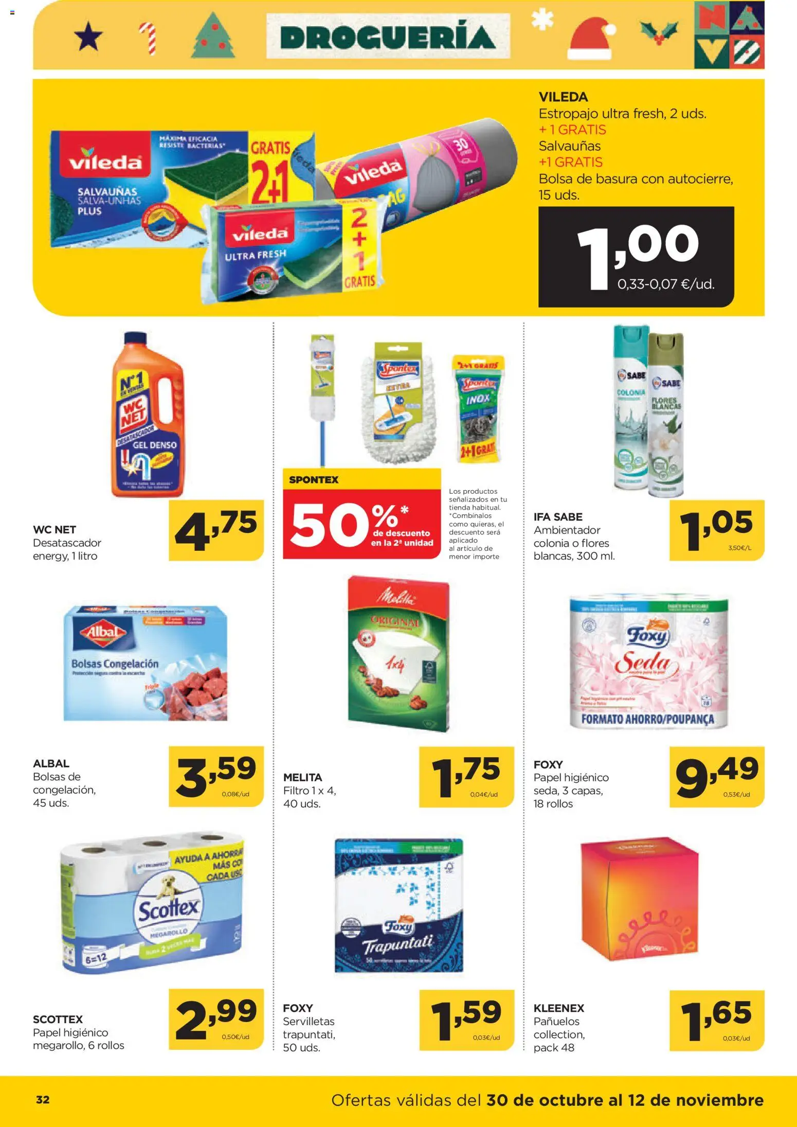 Alimerka folleto Castilla y León │ válido desde el 30.10.2025 | Página: 32 | Productos: Colonia, Papel higienico, Bolsa