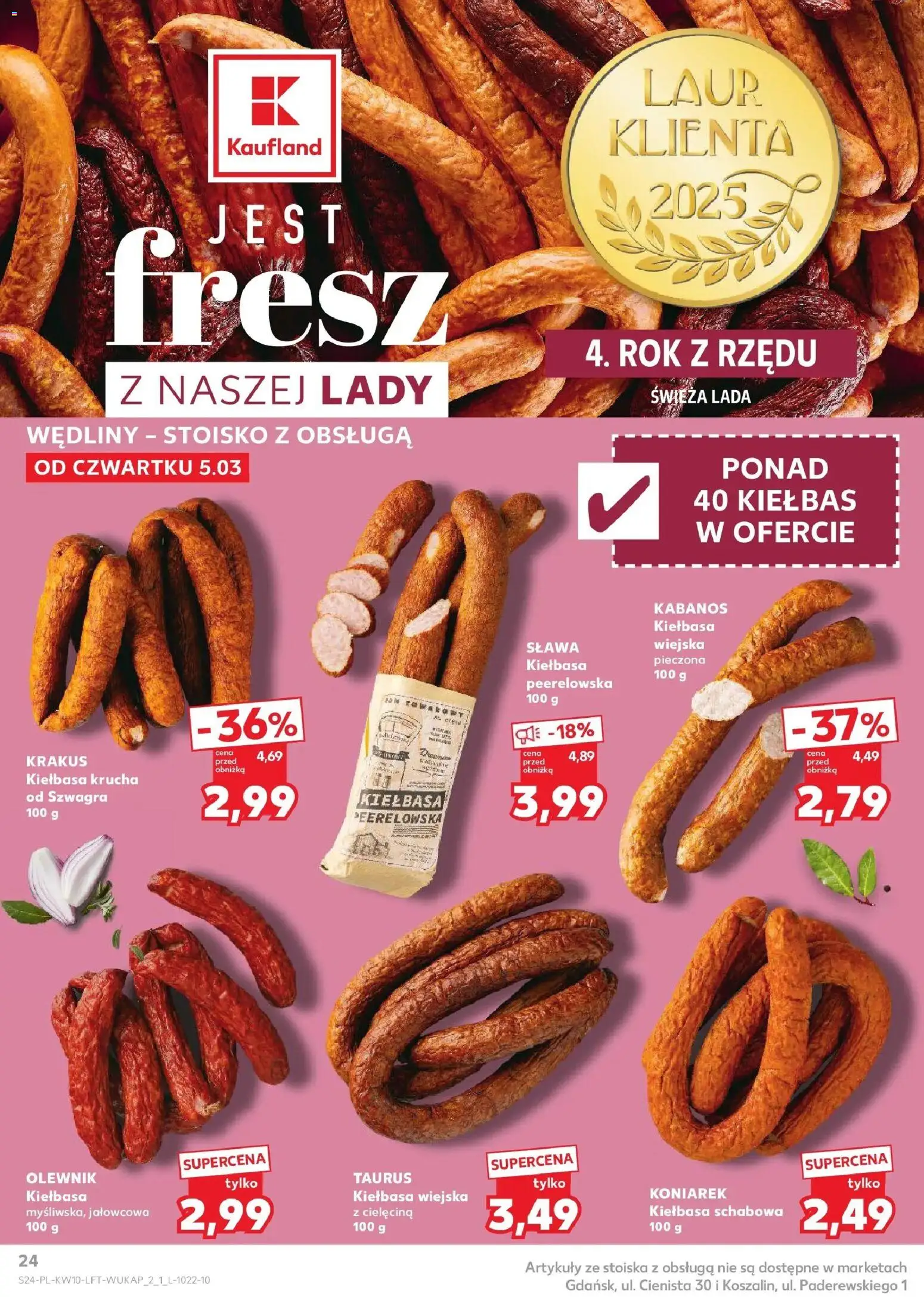 Kaufland gazetka od 05.03.2026 | Strona: 24 | Produkty: Kiełbasa, Wędliny