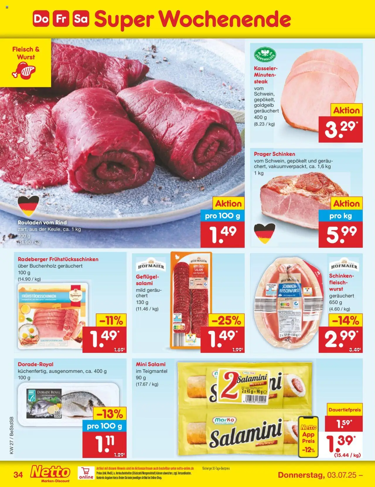 Netto Marken-Discount Prospekt 	 - gültig ab dem 30.06.2025 | Seite: 50 | Produkte: Dorade, Wurst, Salami, Schinken