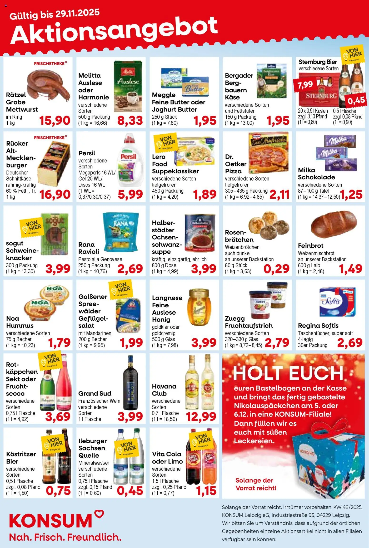 KONSUM Leipzig Prospekt – gültig ab 24.11.2025 | Seite: 1 | Produkte: Melitta, Joghurt, Merlot, Vita cola