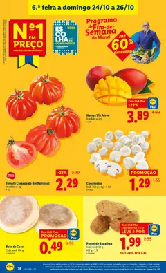 Pré-visualização Cogumelos, Emb. 300 g; 1 kg = 4.30 válido de 20.10.2025 | Página: 36 | Produtos: Bacalhau, Bolo, Base, Tomate