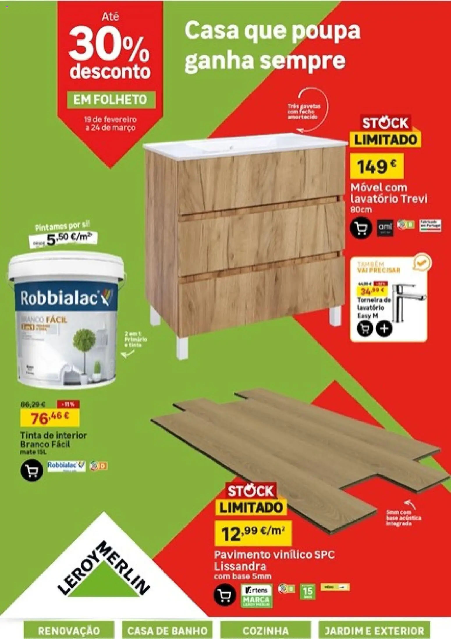 Leroy Merlin - Arquipélago da Madeira │ válido de 19.02.2026 | Página: 1 | Produtos: Banco, Tinta, Base, Lavatório