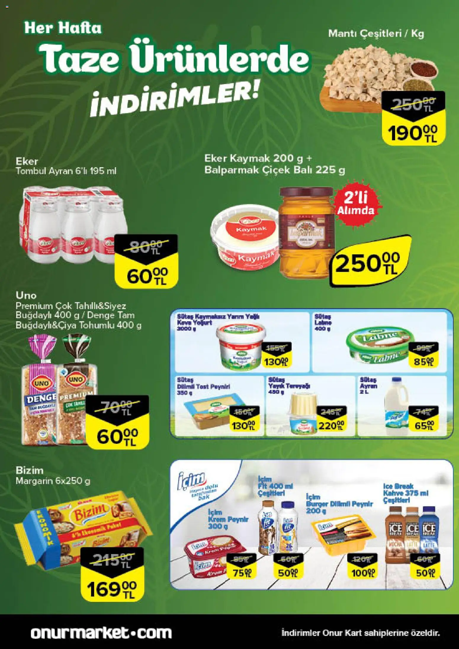 Onur Market Taze Ürünlerde İndirimler - Trakya - 23.10.2025 tarihinden itibaren geçerlidir | Sayfa: 3 | Ürünler: Krem, Tereyağı, Yoğurt, Kahve