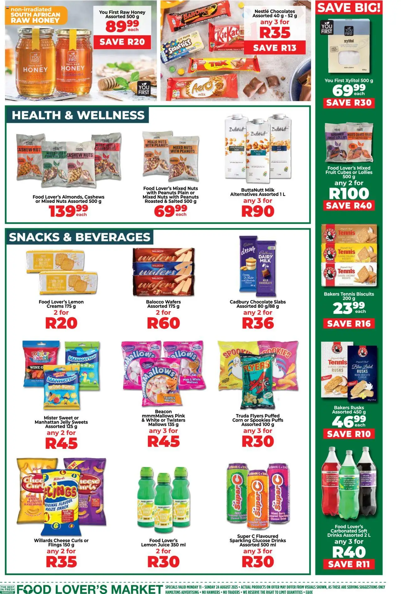 Food Lover's Market KwaZulu-Natal - Specials │ valid from 11.08.2025 | Page: 6 | Products: Corn, Chocolate, Rusks, Nuts