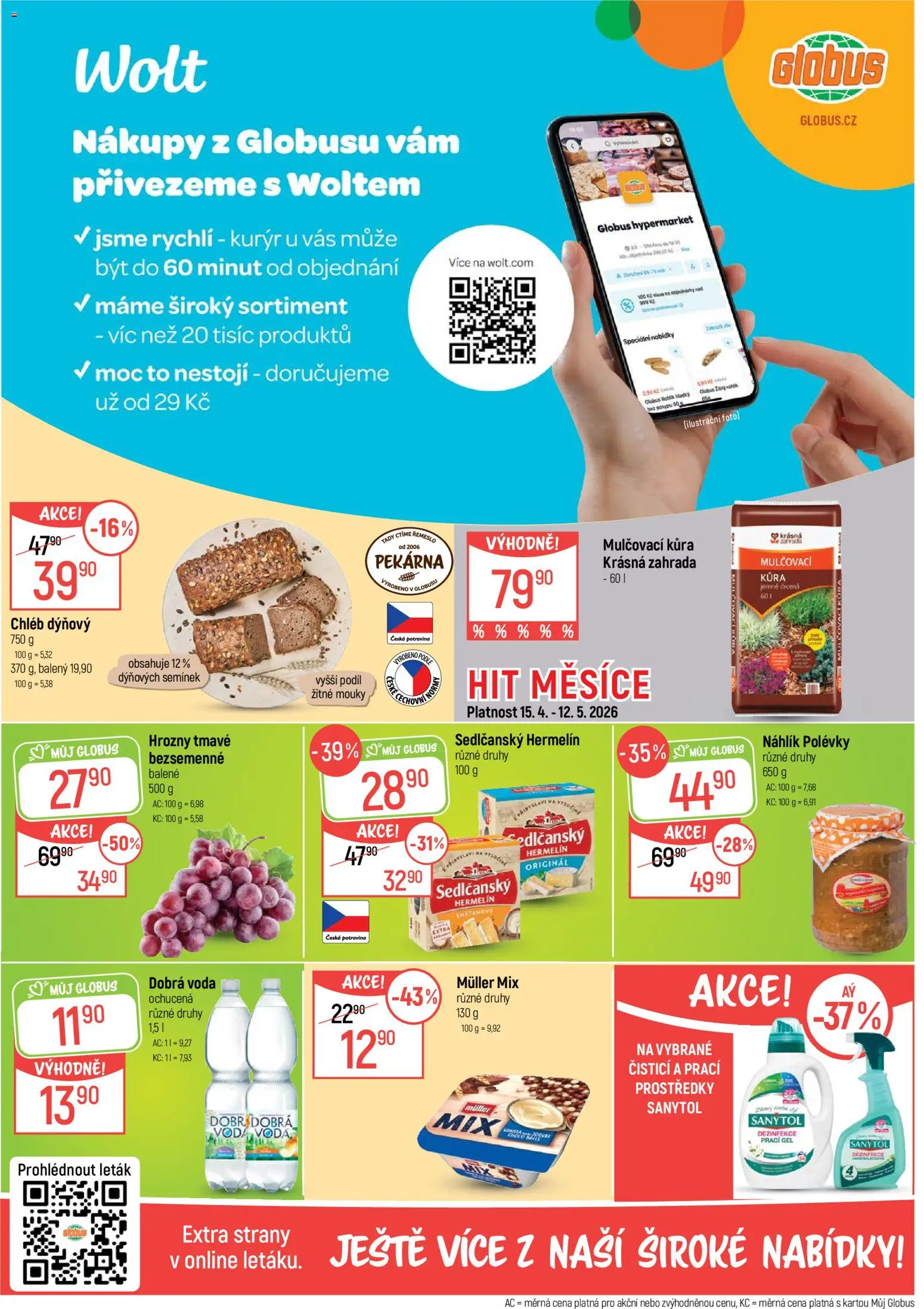 Globus leták - Opava od 15.04.2026 | Strana: 2 | Produkty: Prací gel, Mulčovací kůra, Pekárna, Hrozny