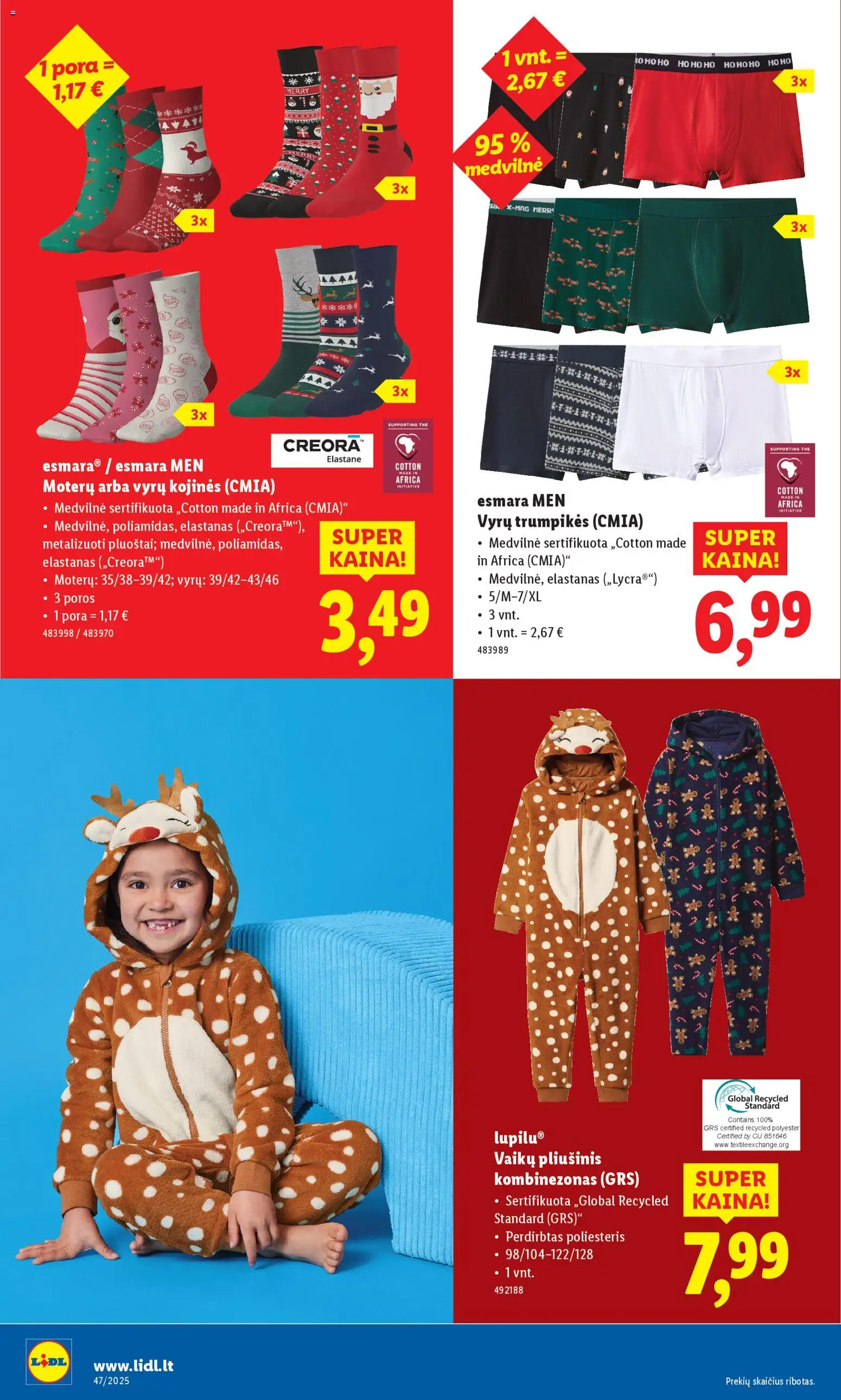 LIDL akcijos nuo 17.11.2025 | Puslapis: 6 | Prekių: Kombinezonas, Kojinės, Trumpikės