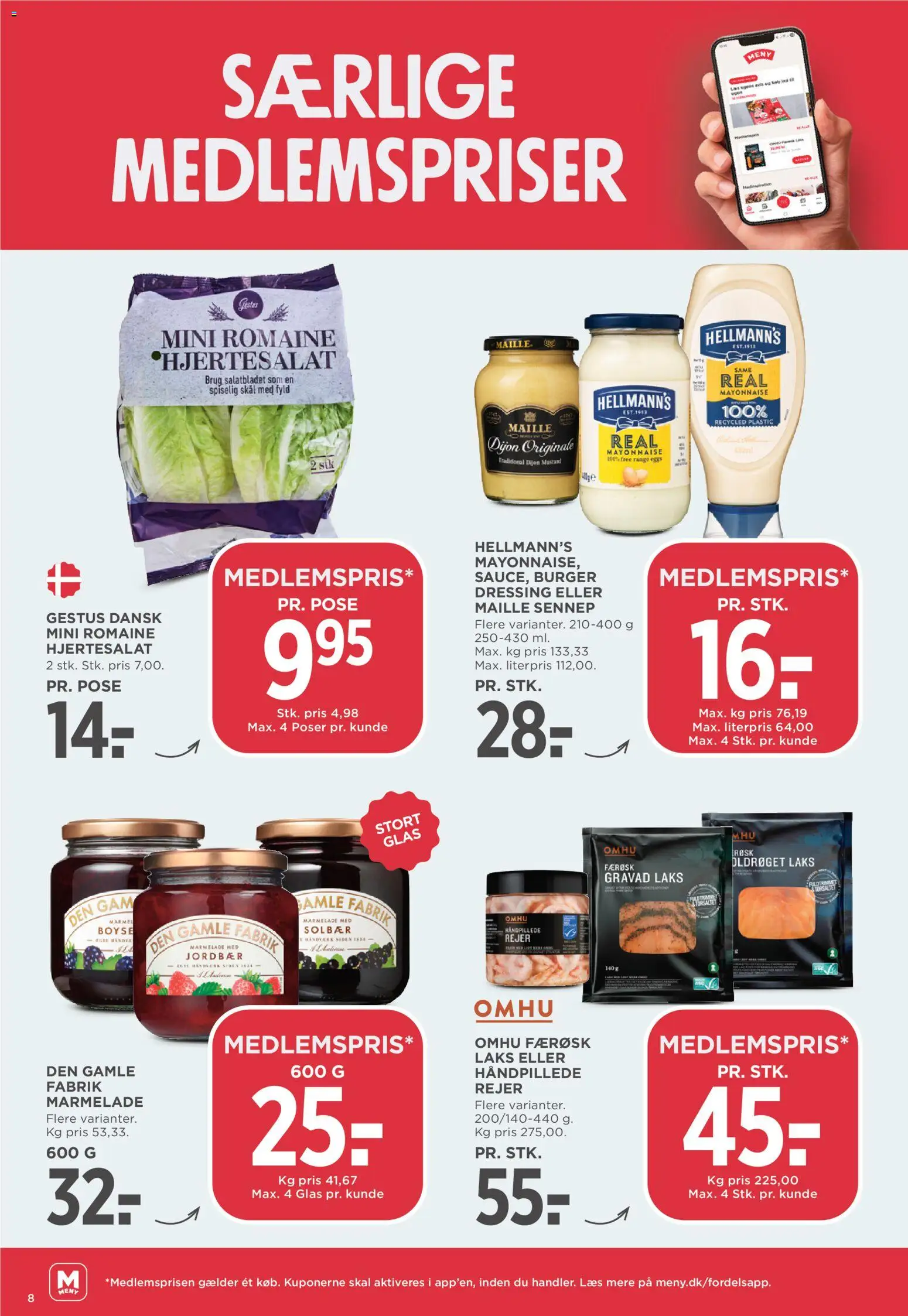 Meny tilbudsavis – gyldig fra 01.05.2026 | Side: 8 | Produkter: Jordbær, Marmelade, Rejer, Søm