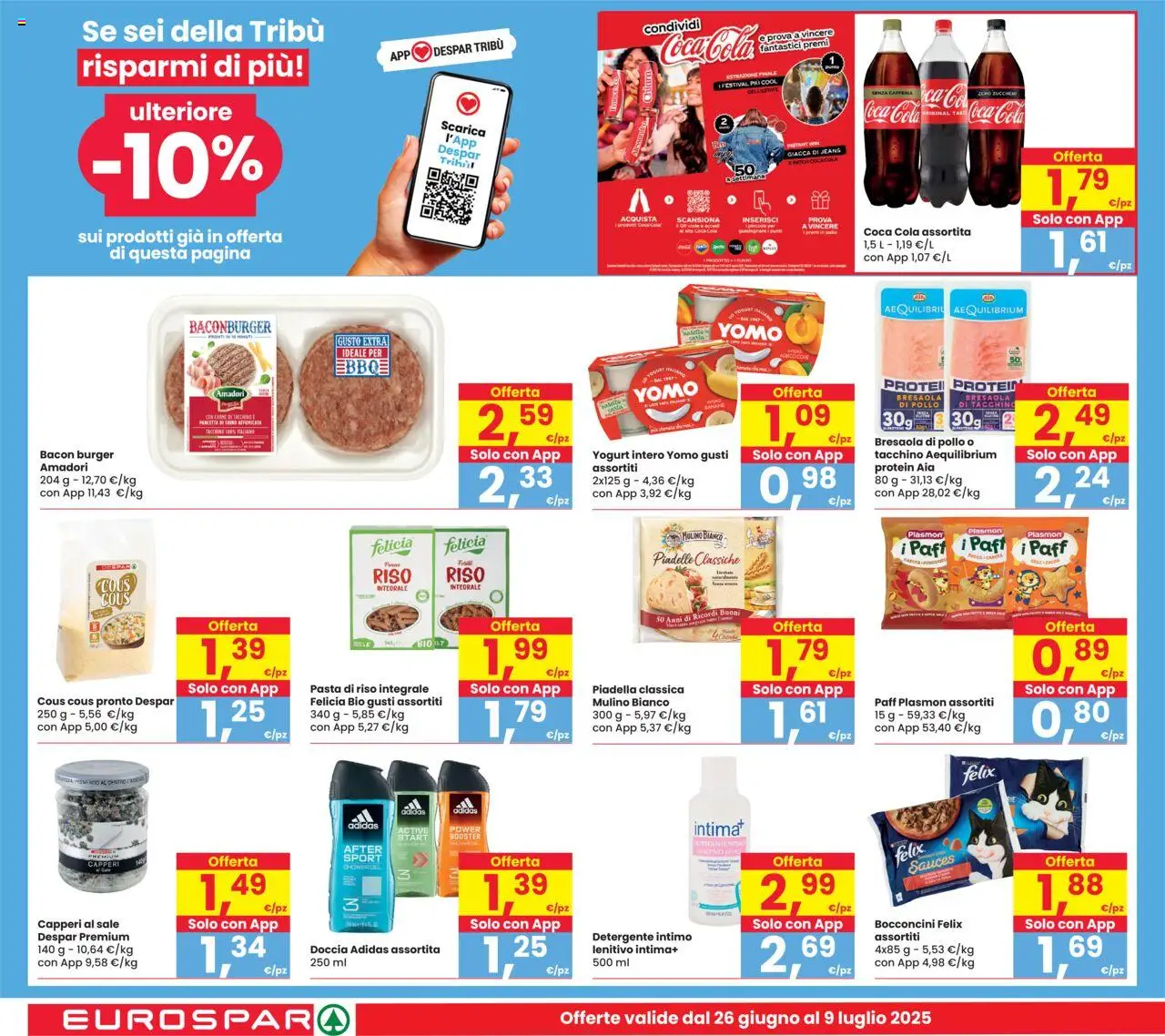 Volantino Eurospar del 26.06.2025 | Pagina: 22 | Prodotti: Yogurt, Bresaola, Tacchino, Doccia