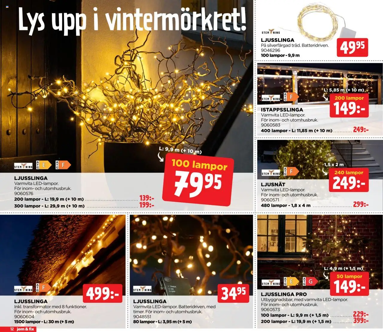 Jem & Fix reklamblad aktuell från 20.10.2025 | Sida: 12 | Produkter: Ljusslinga