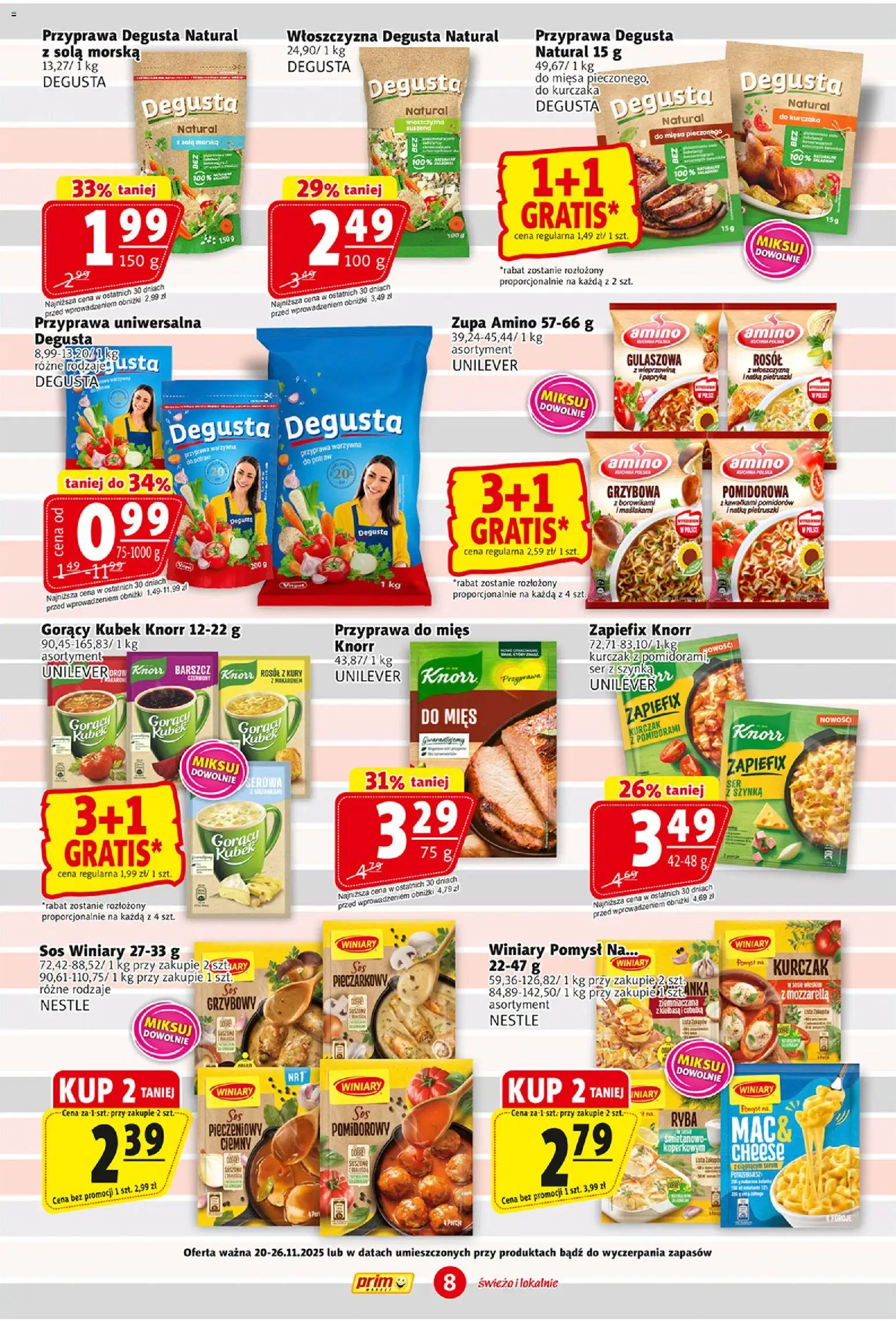 Prim Market Gazetka od 20.11.2025 | Strona: 8 | Produkty: Kiełbasa, Barszcz, Szynka, Ser
