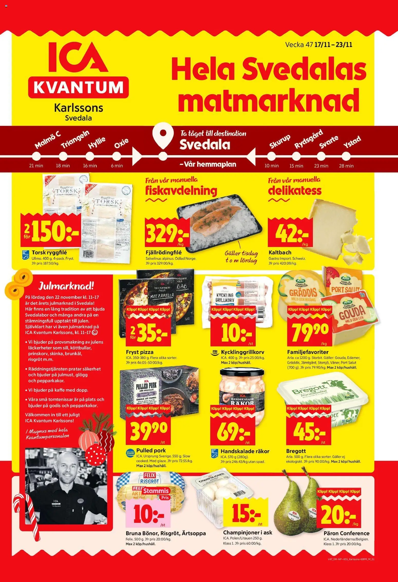 ICA Kvantum reklamblad aktuell från 17.11.2025 | Sida: 1 | Produkter: Galler, Grillkorv, Pizza, Godis