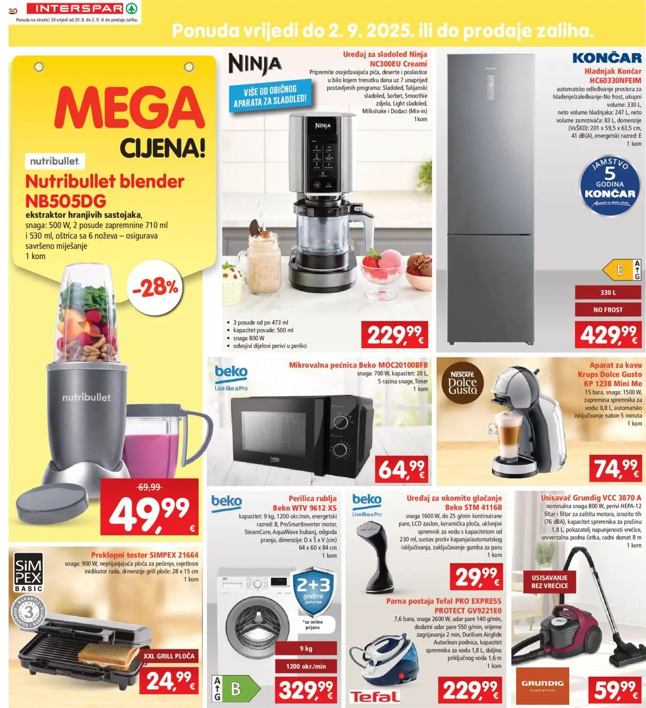 Interspar katalog | vrijedi od 20.08.2025 | Stranica: 30 | Proizvodi: Usisavač, Toster, Nescafe, Mikrovalna pećnica