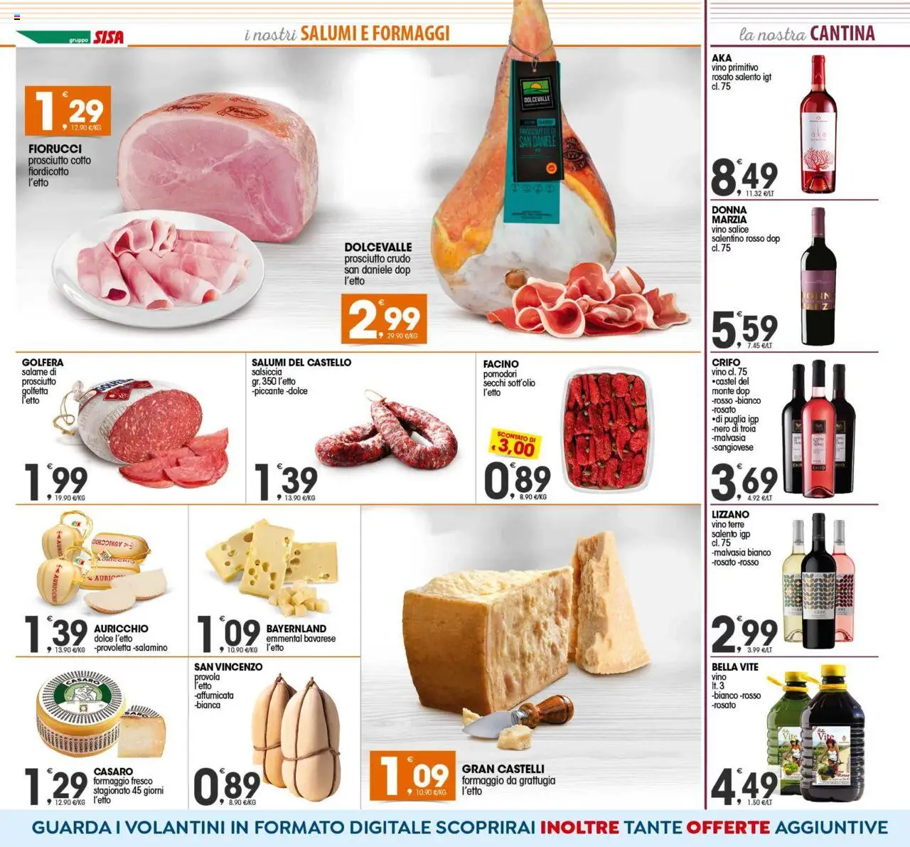 Volantino SISA del 23.09.2025 | Pagina: 2 | Prodotti: Prosciutto Cotto, Salame, Pomodori, Emmental