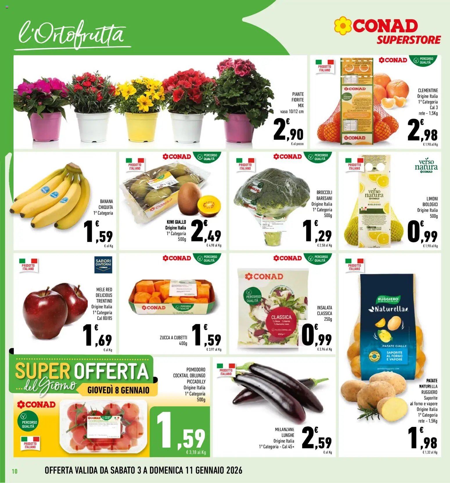 Volantino Conad del 03.01.2026 | Pagina: 10 | Prodotti: Insalata, Patate, Pomodoro, Forno