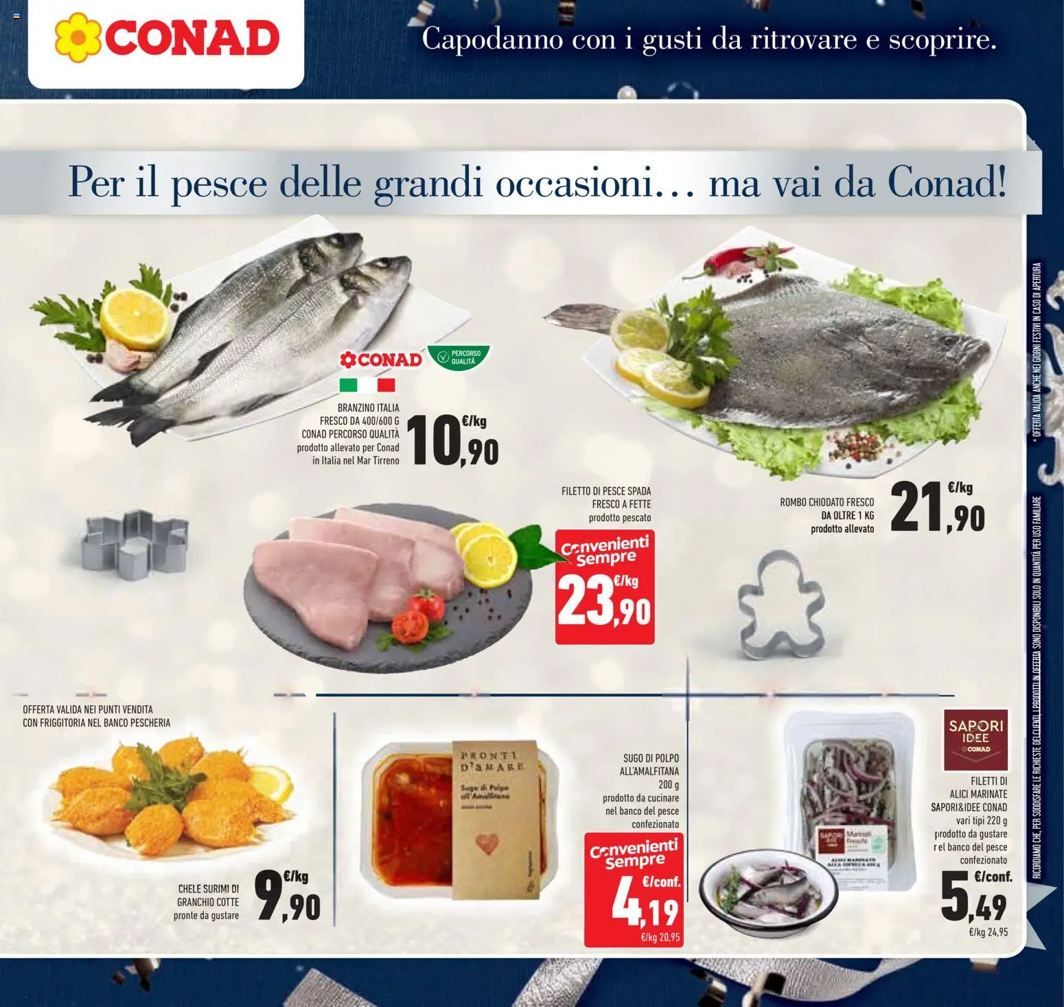 Volantino Conad del 27.12.2025 | Pagina: 9 | Prodotti: Pesce, Il pesce, Polpo, Branzino