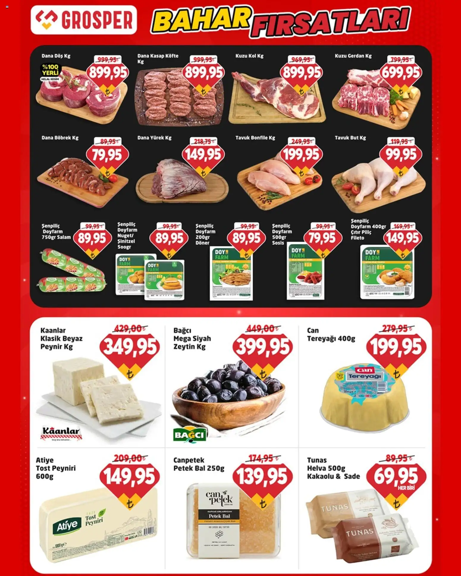 Grosper Katalog - 01.04.2026 tarihinden itibaren geçerlidir | Sayfa: 2 | Ürünler: Döner, Sosis, Piliç, Zeytin