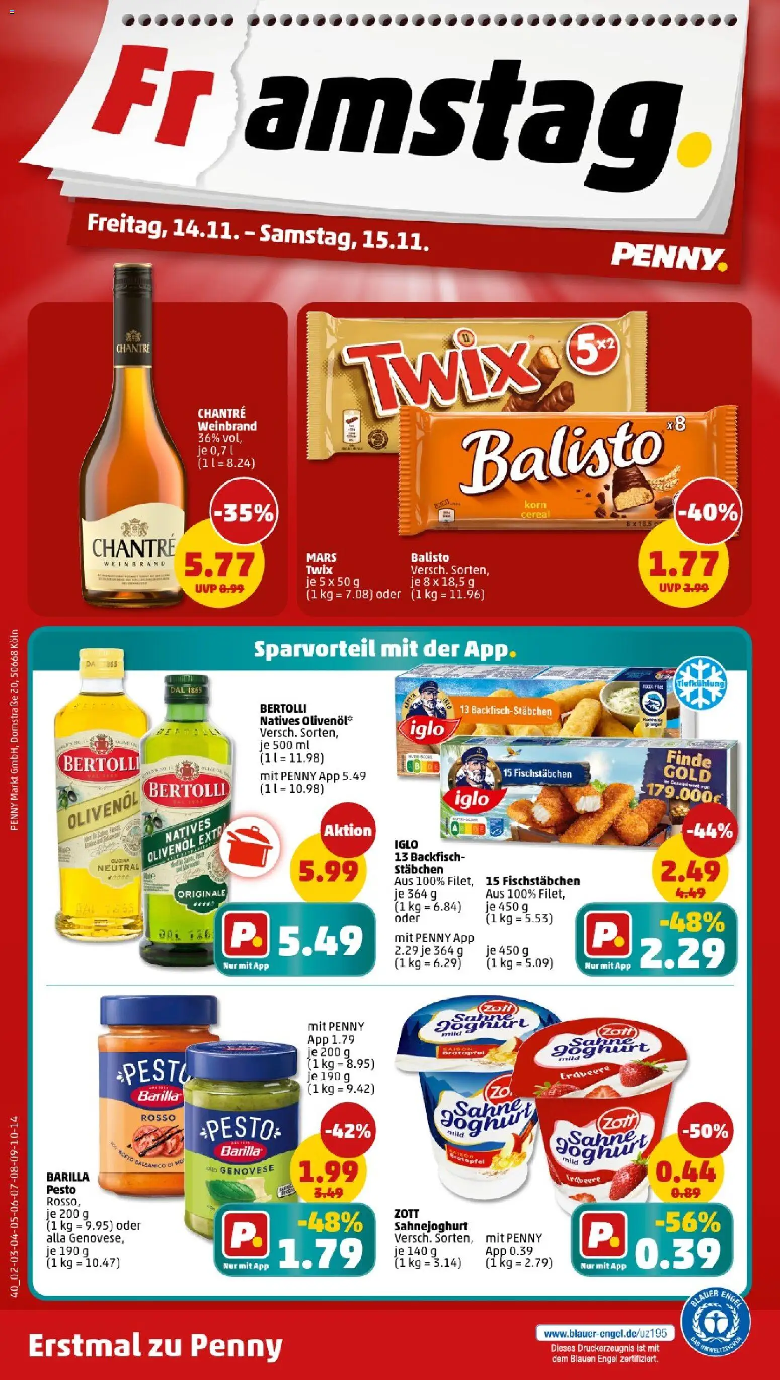 Penny - Bayern – gültig ab 10.11.2025 | Seite: 40 | Produkte: Joghurt, Olivenol, Twix, Fischstabchen