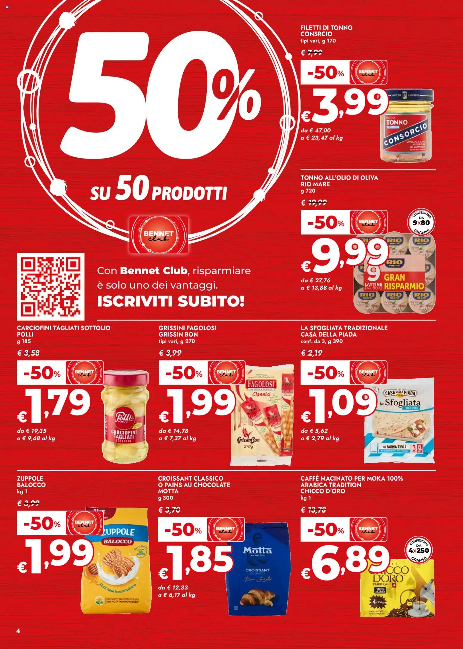 Volantino bennet del 29.01.2026 | Pagina: 4 | Prodotti: Caffè, Farina, Tonno, Grissini