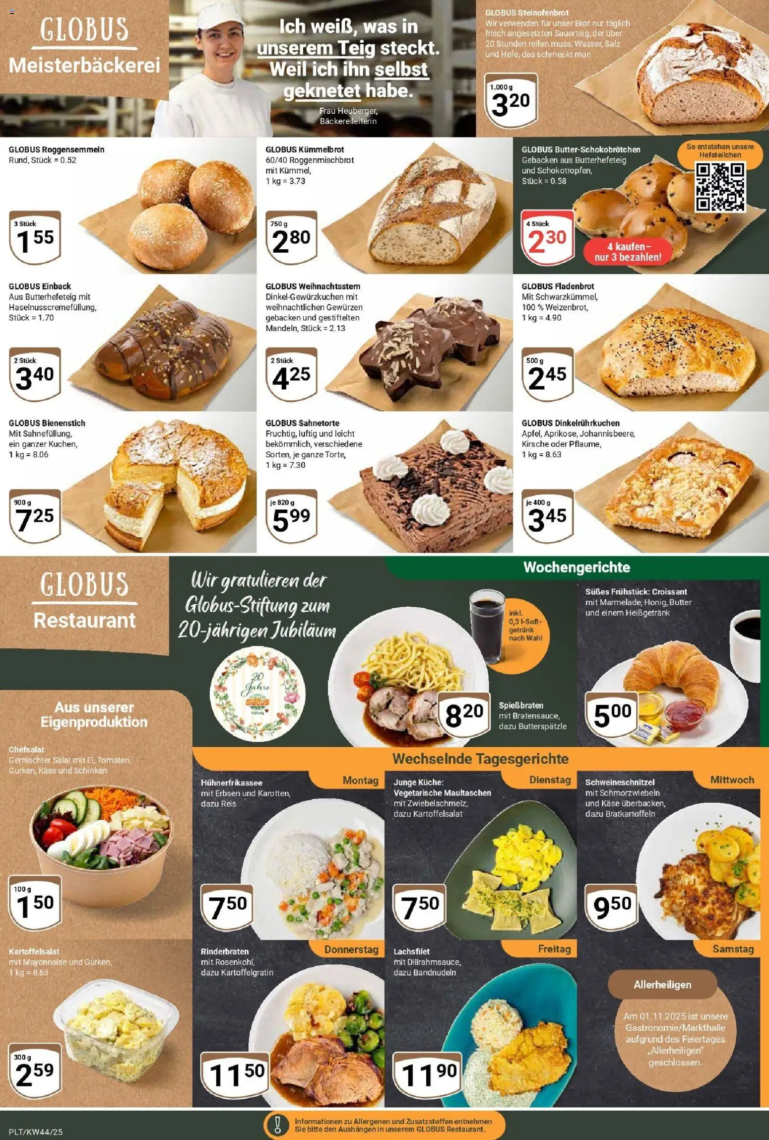Globus prospekt Plattling	 – gültig ab 26.10.2025 | Seite: 5 | Produkte: Croissant, Maultaschen, Salat, Erbsen